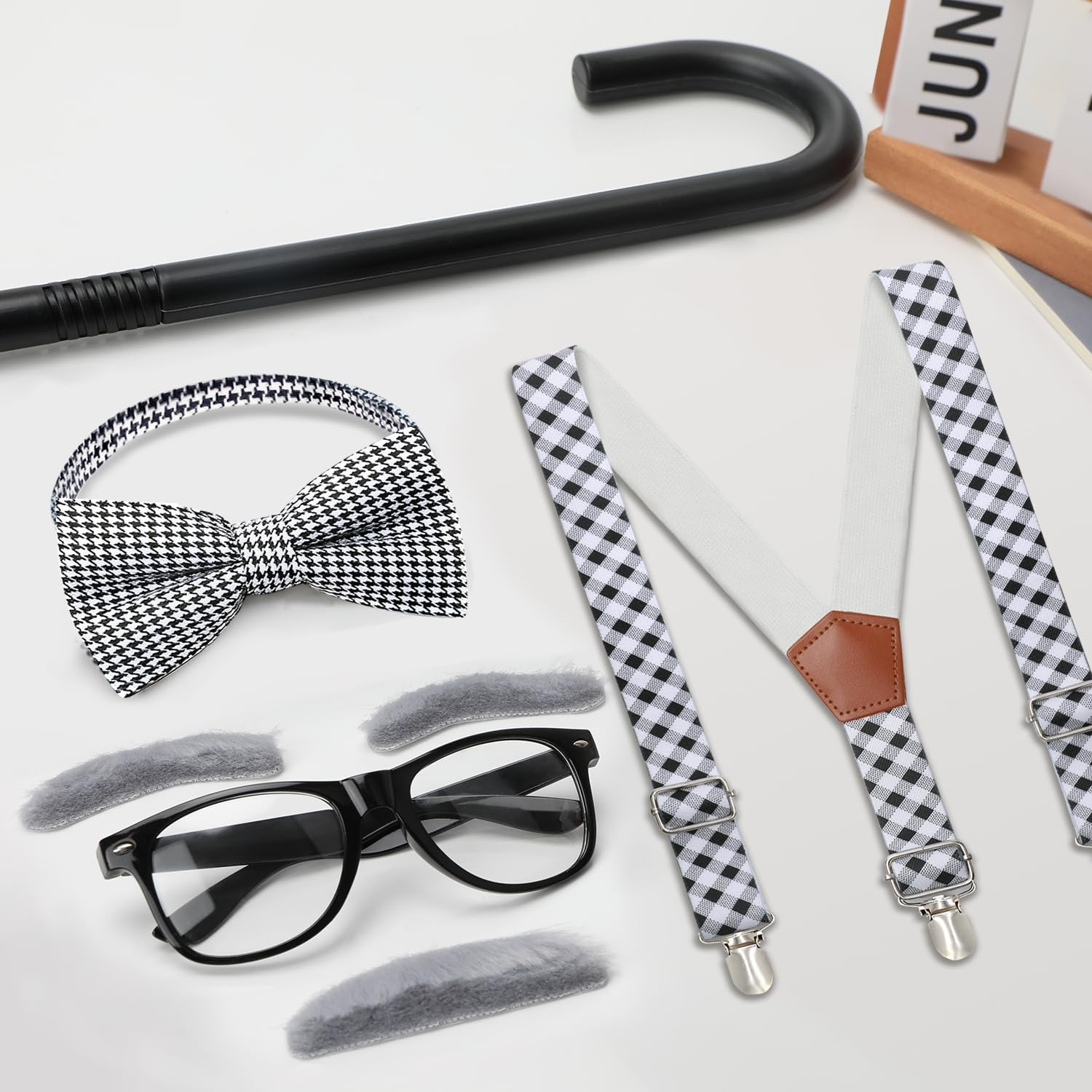 Kids 100 Days of School Costume Old Man Costumes Halloween Costume Dress up Outfit Accessories