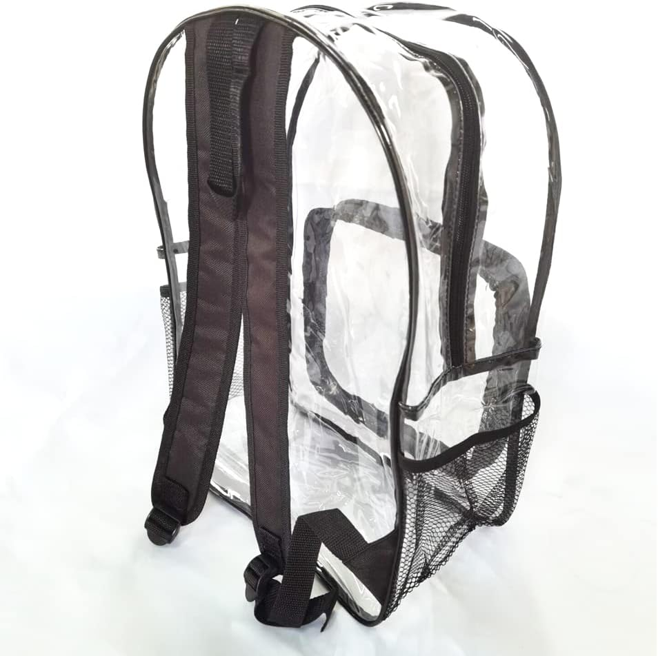 Heavy Duty Clear Backpack with Adjustable Reinforced Straps Front Accessory Pocket - Perfect for Work,School, Security, & Sporting Events, Clear, Large, School image number 1