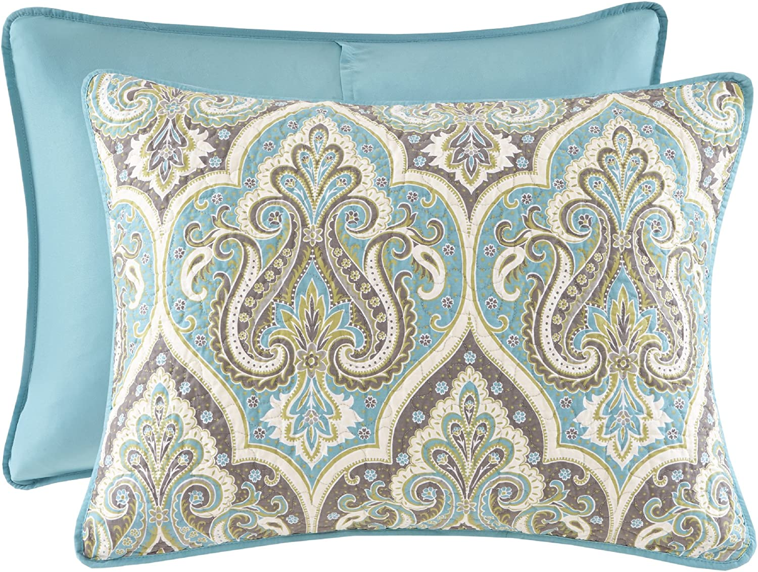 Comfort Spaces Quilt Set-Trendy Paisley Summer Cover, Cozy Coverlet Lightweight All Season Bedding Layer for Winter, Matching Shams, King/Cal King, Mona Paisley Teal