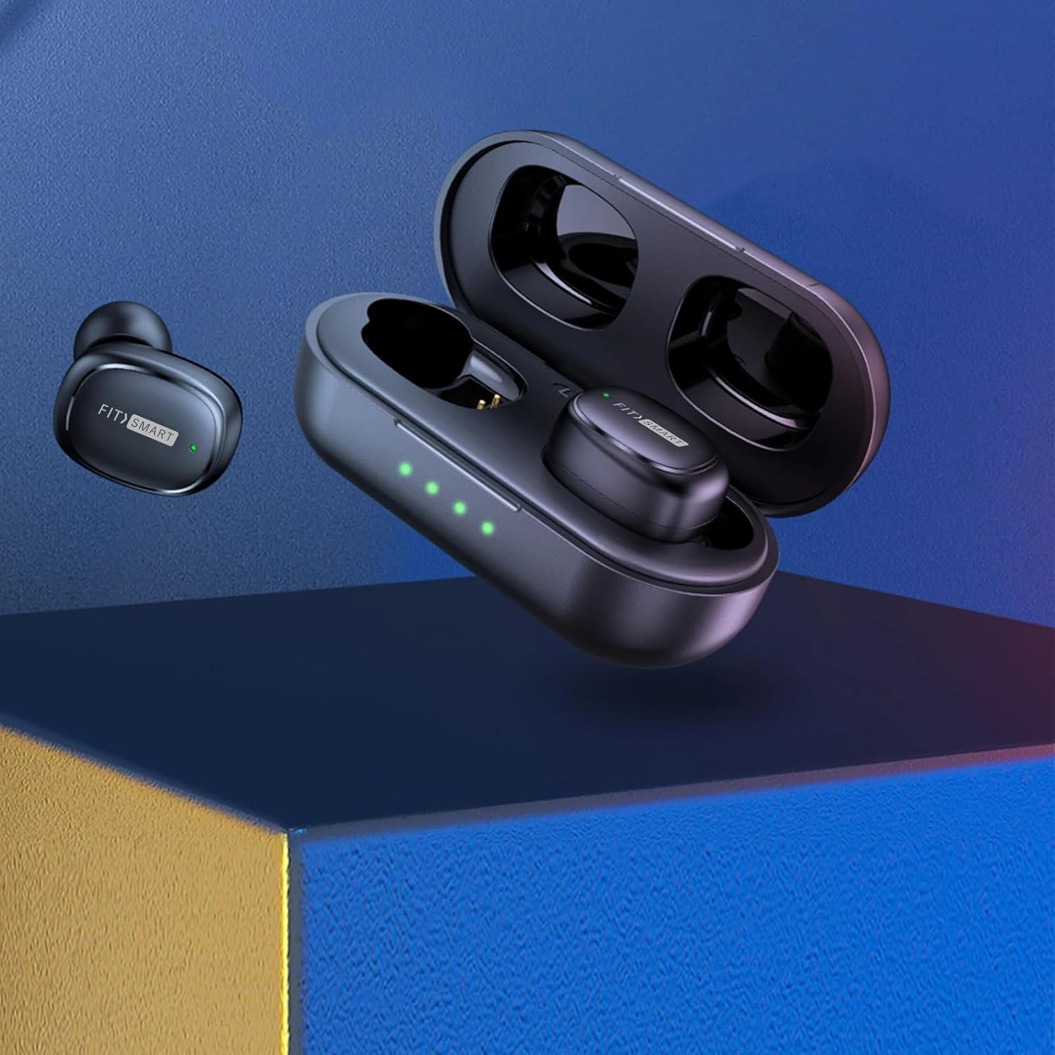 Fitsmart in Ear Buds with Charging Case - True Wireless Earphones, 8 Hours Playtime, Comfort Fit, IPX6 Waterproof, Bluetooth V5.1, Black image number 4