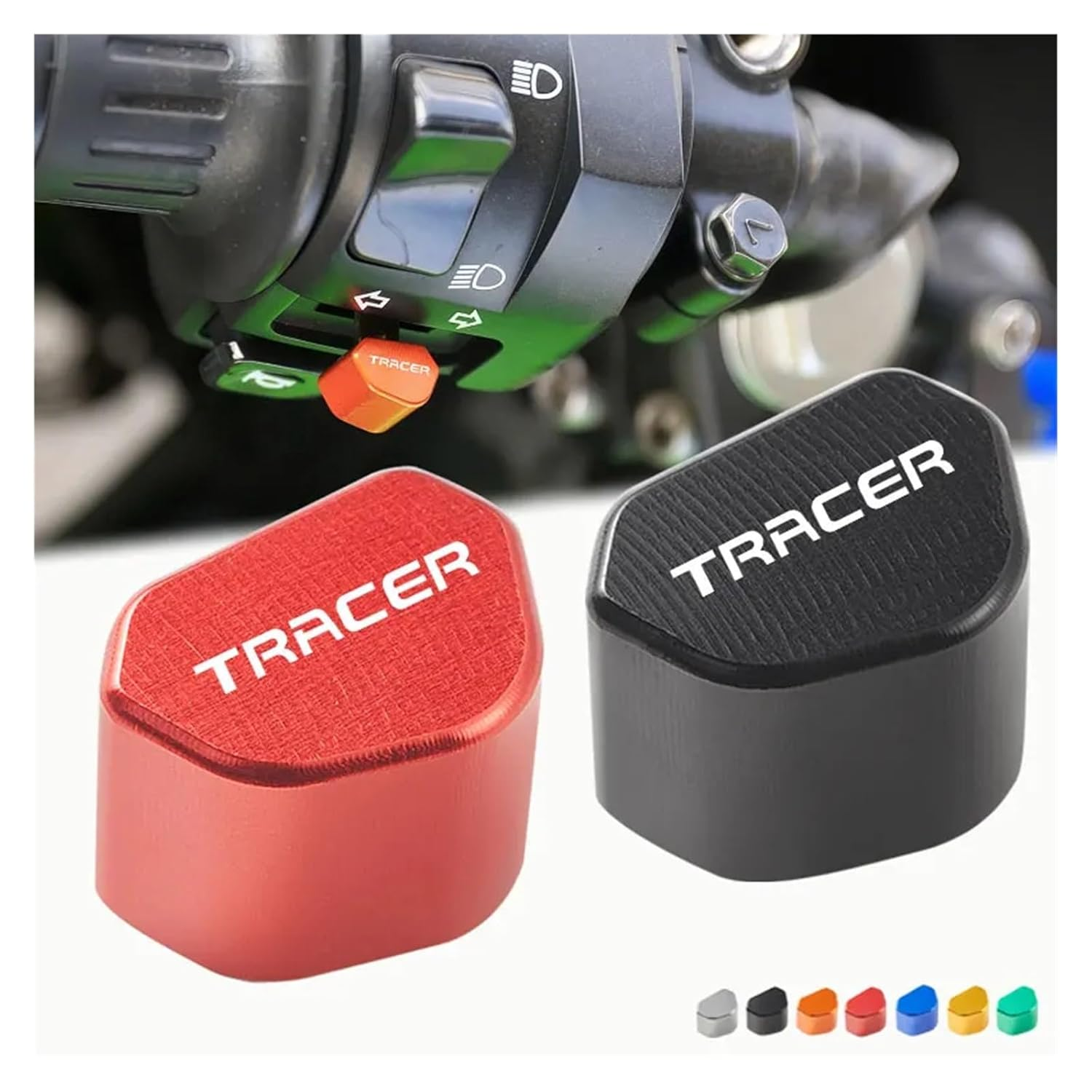 Yongduogongsi Compatible with Tracer 900 700 Mototcycle CNC Switch Button Turn Signal Switch Key Cap(Titanium) - Black image number 7
