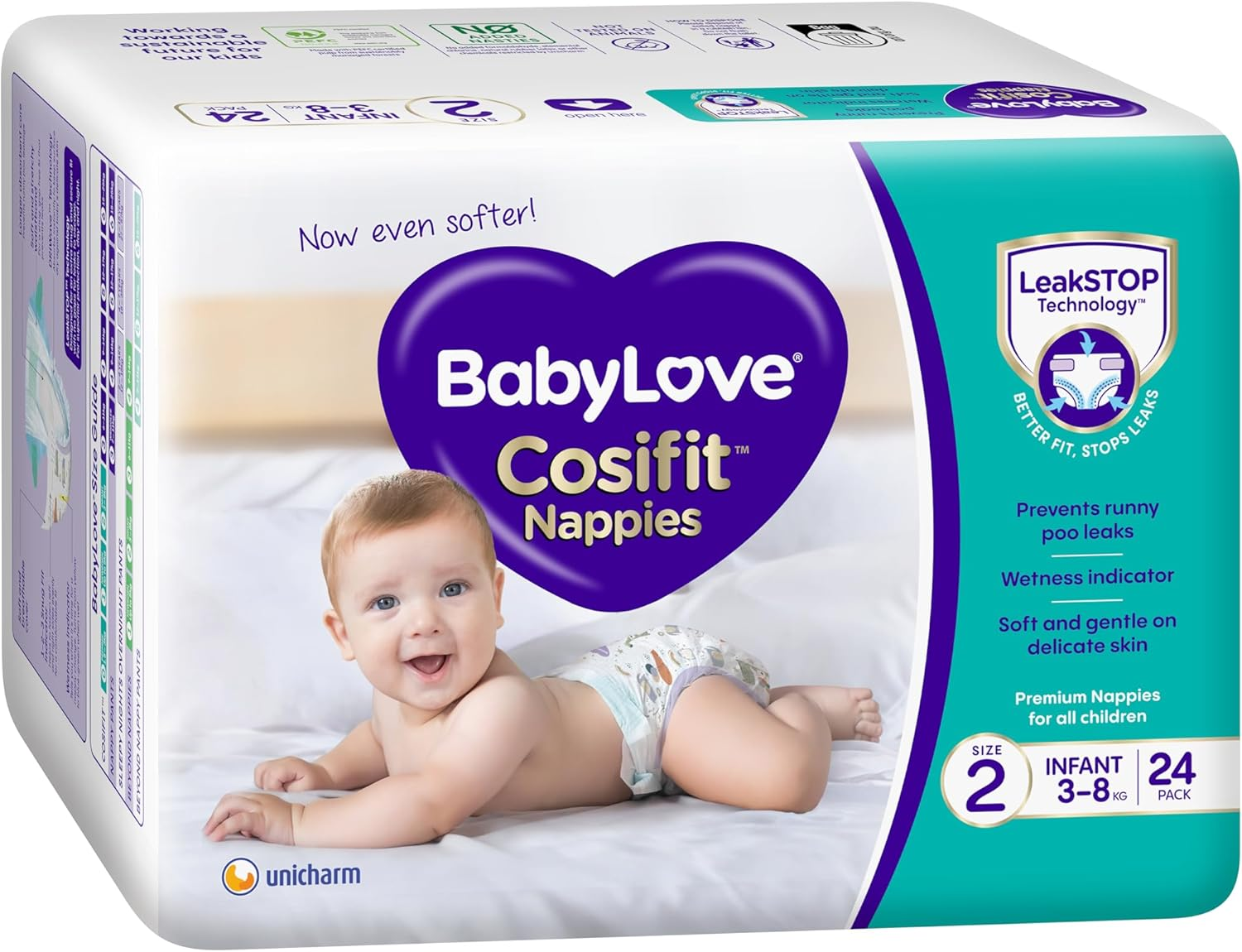 Babylove Cosifit Nappies Size 2 (3-8Kg) |96 Pieces (4 X 24 Pack)