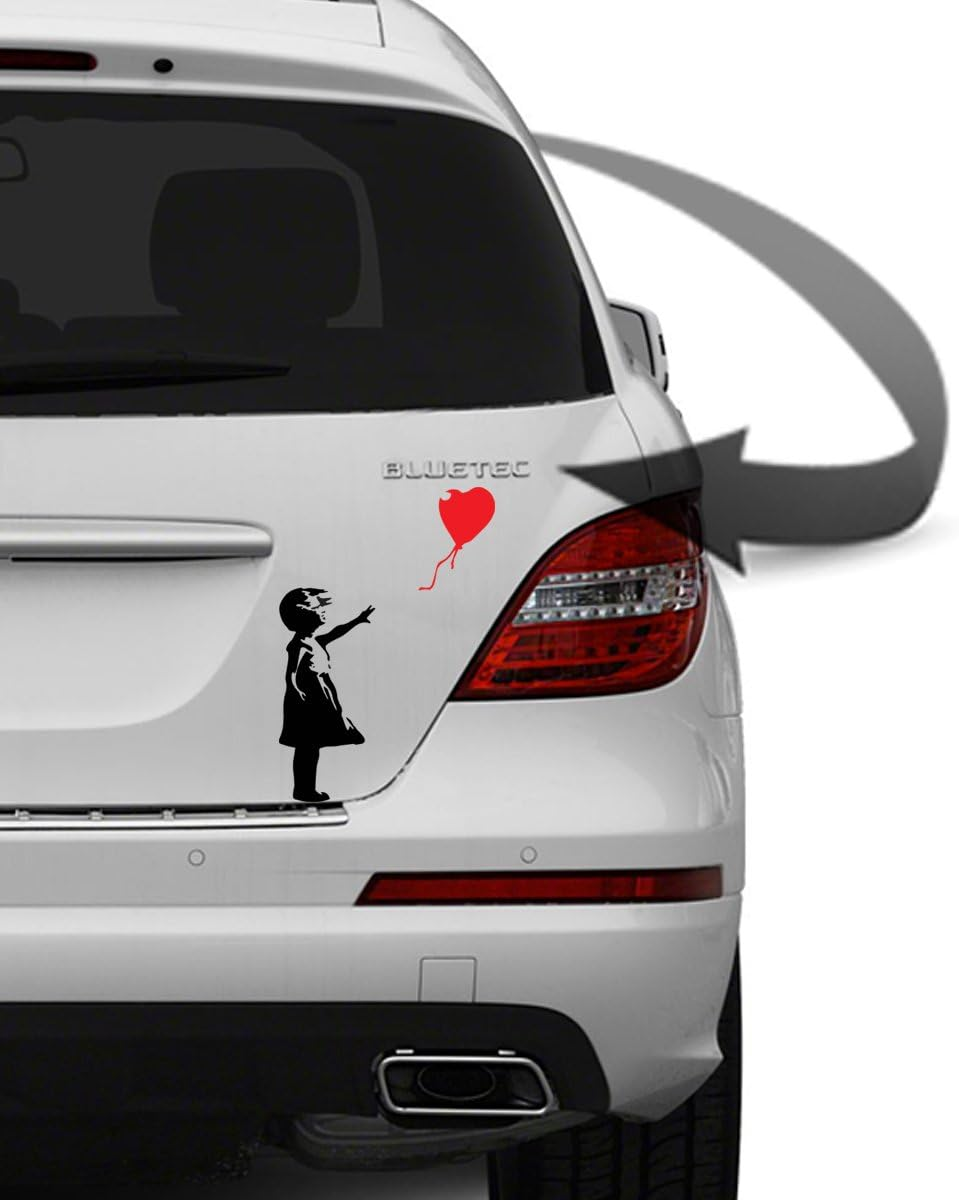 Decorsfuk.Co Banksy Girl with Balloon | Wall Decoration Graffiti Vinyl Sticker | Urban Art Window, Car, Laptop Sticker &ndash; Large &ndash; 26 X 18 Cm
