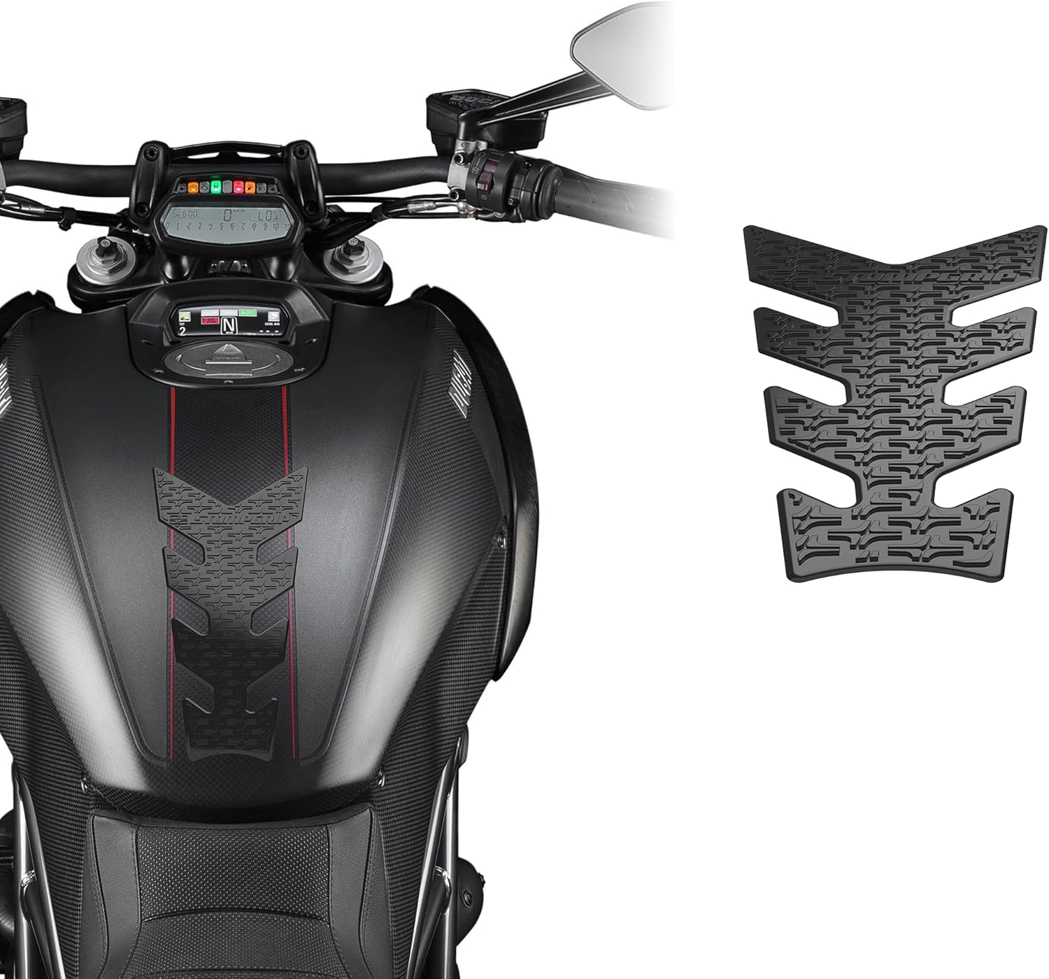 STOMPGRIP | Motorcycle Center Tank Pad Protector | Universal Fit | Vertebrae | Icon Black