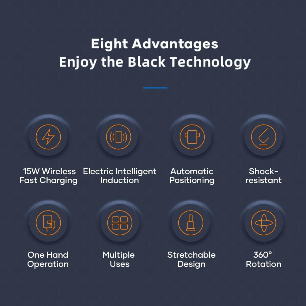 Rock Fast Wireless Car Charger 15W Electric Intelligent Car Mount 360 Degree Adjustable image number 4