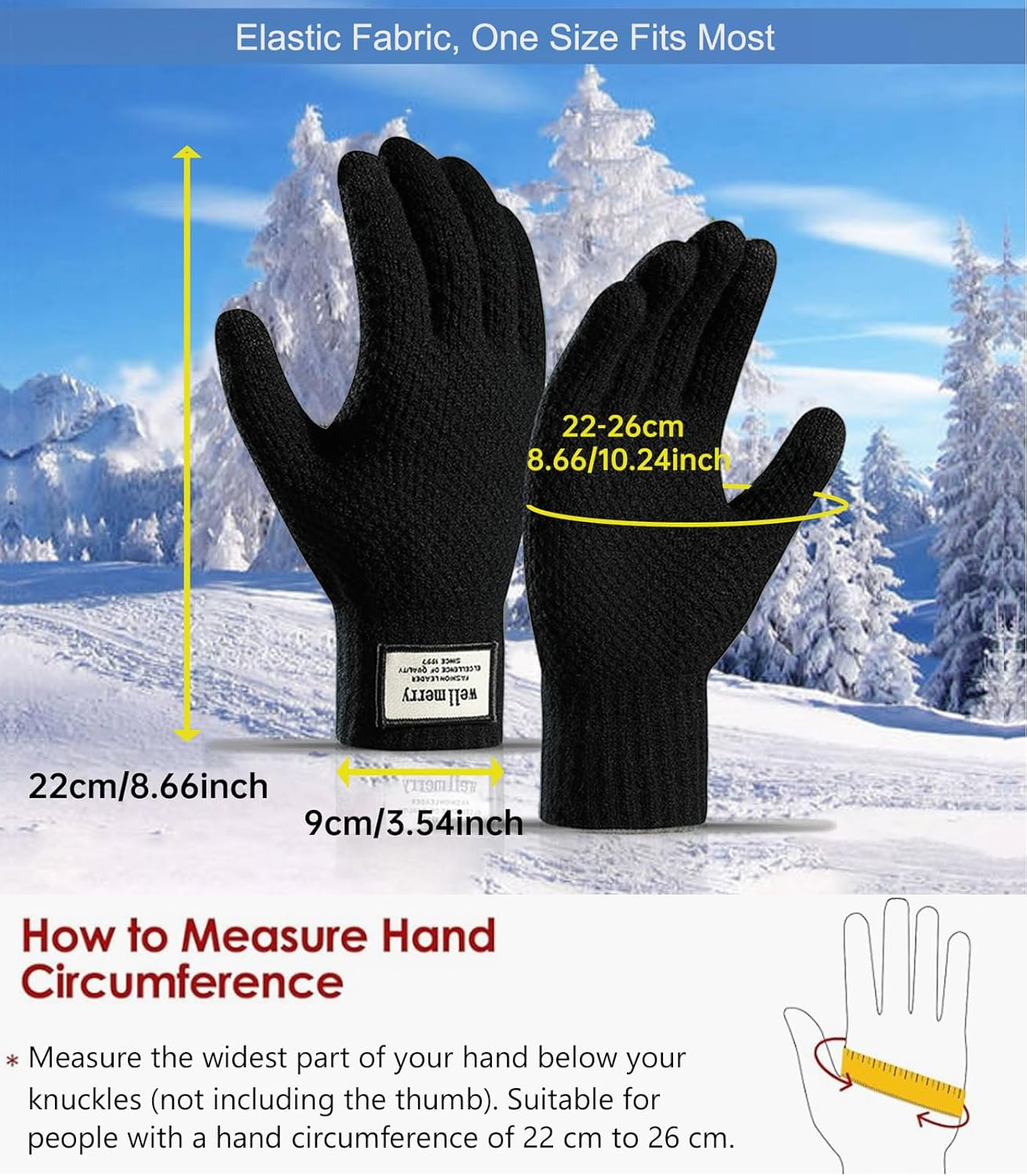 Long Keeper 2 Pairs Winter Touch Screen Gloves Unisex Warm Lined Knit Gloves Winter Gloves for Men Women Driving Running Texting Gloves Elastic Cuff image number 1