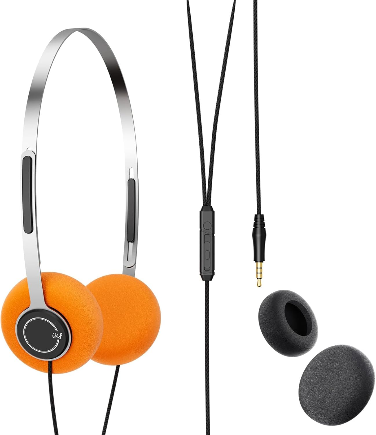 Ikf Y3 Retro Wired on Ear Headphones, Hifi Stereo Sound, Adjustable Headband, 3.5Mm Jack, Lightweight and Comfort, Replaceable Orange Ear Pads Suitable for Walkman/Computer image number 6