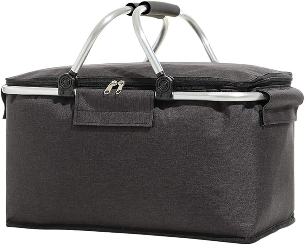 Folding Picnic Basket Oxford Cloth Insulation Basket Multi-Functional Picnic Bag Outdoor Ice Bag Thickened Aluminum Foil Ice Basket Manufacturer