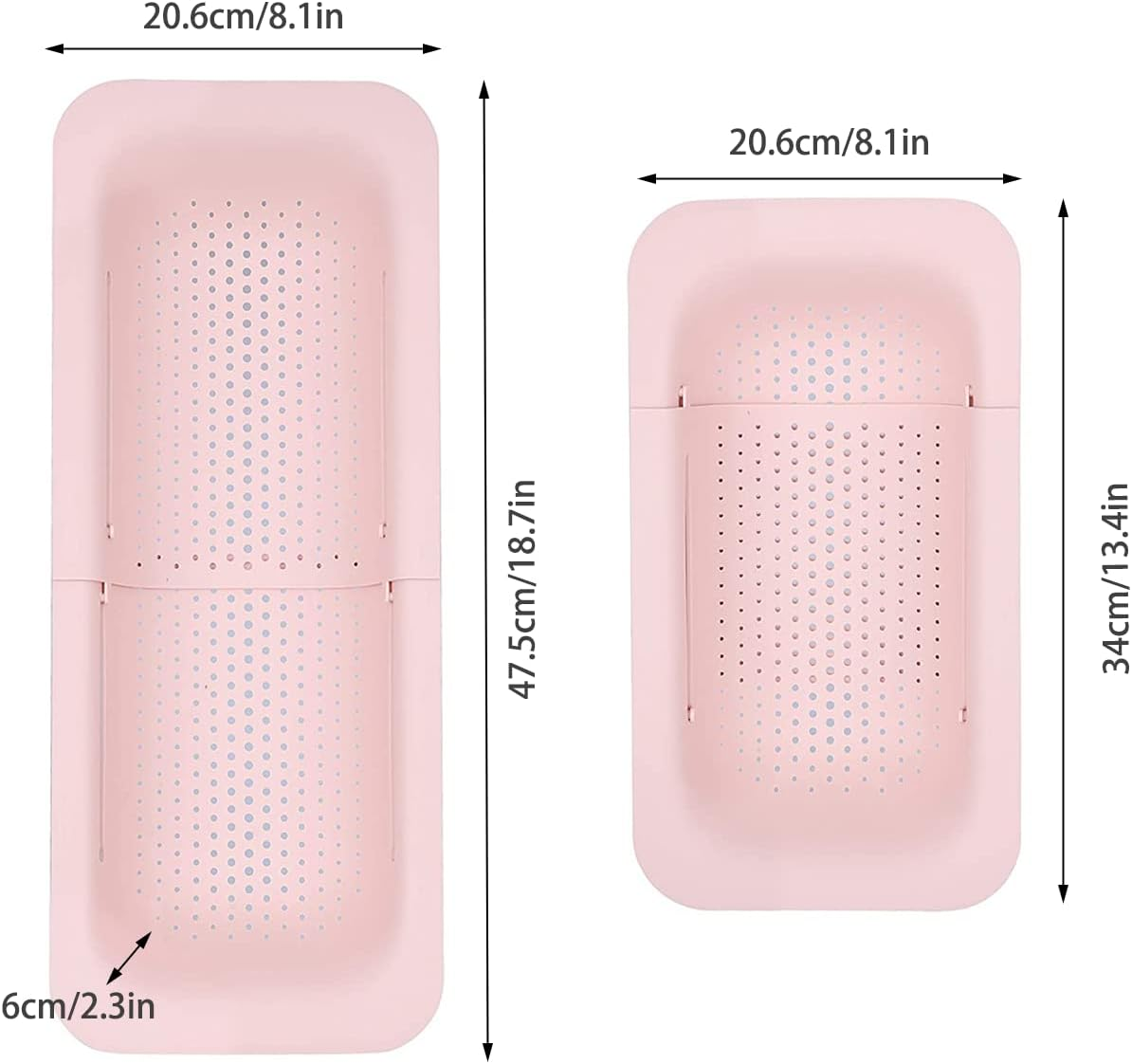 Over the Sink Colander Strainer Basket, QNLEMON Retractable Strainers for Cleaning Fruits and Vegetables, Draining Pasta, Home Kitchen Essentials (Pink) - Grey image number 4