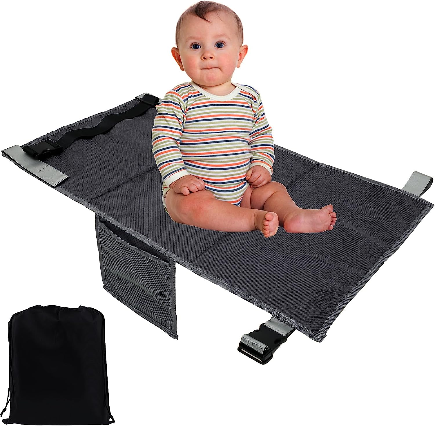 Airplane Seat Extender for Kids, Plane Travel Foot Rest Kids, Airplane Footrest Airplane Travel Essentials for over 2 Years Old Children (Black) image number 2