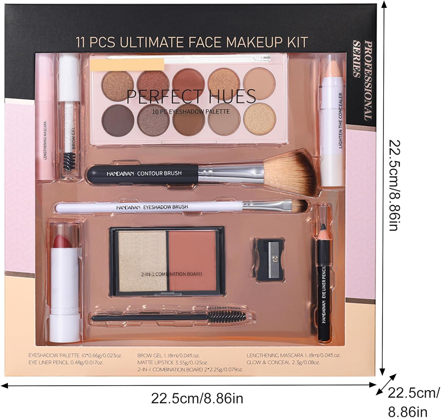 Erinde Makeup Set Kit for Women Girls Teens,Makeup Gift Set Includes Lengthening Mascara, Eyebrow Gel, 10 Color Eyeshadow, Concealer, Contour Brush, Eyeliner Pencil, Lipstick, Brushes & Sharpener, #B image number 4