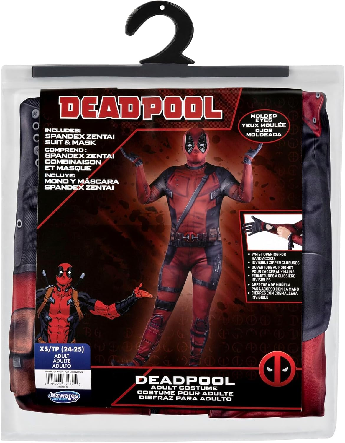 Marvel Deadpool Official Adult Deluxe Zentai Costume - Deluxe Two-Way Stretch Spandex with Invisible Zippers and Wrist Openings for Added Convenience - Large Multi image number 4