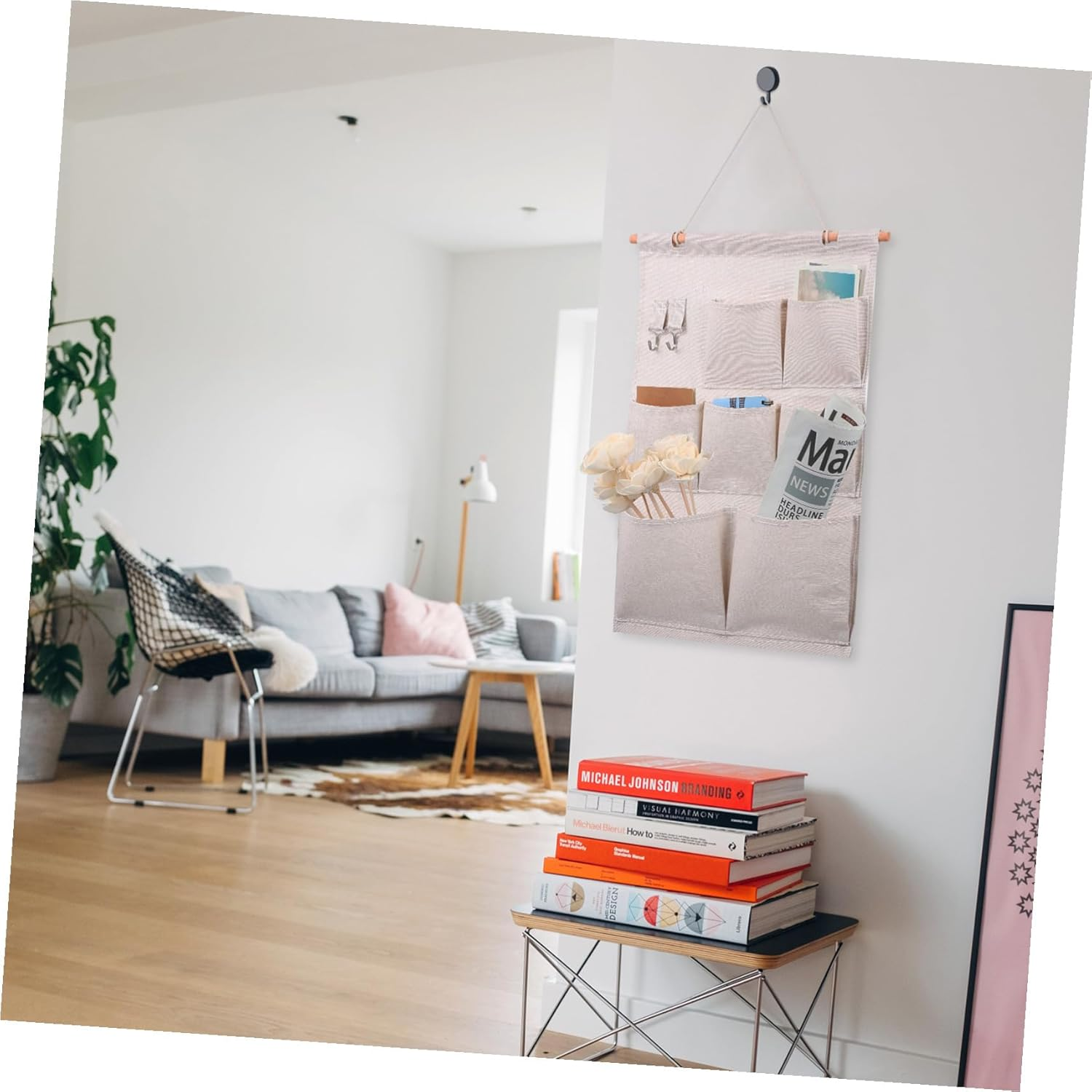 COMPUKAS Multi-Pocket Hanging Wall Organizer Bag Large Capacity Storage for Bedroom Door Wall Space-Saving Hanging Closet Organizer for Home Office Dorm Easy Installation for Items Sorting image number 1