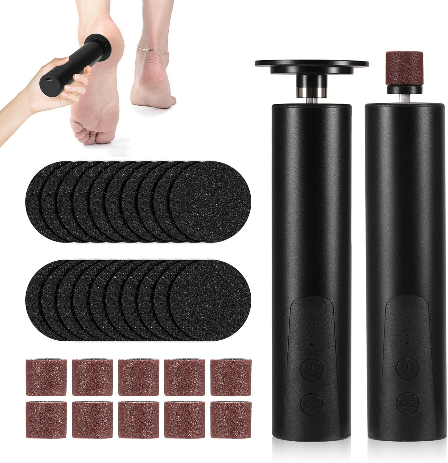 Electric Callus Remover, Pedicure Set, Foot Care Electric with 2 Rollers, 6 Gear USB Electric Callus Remover for Callus Removal, Cracked Heels, Dead Skin, Waterproof