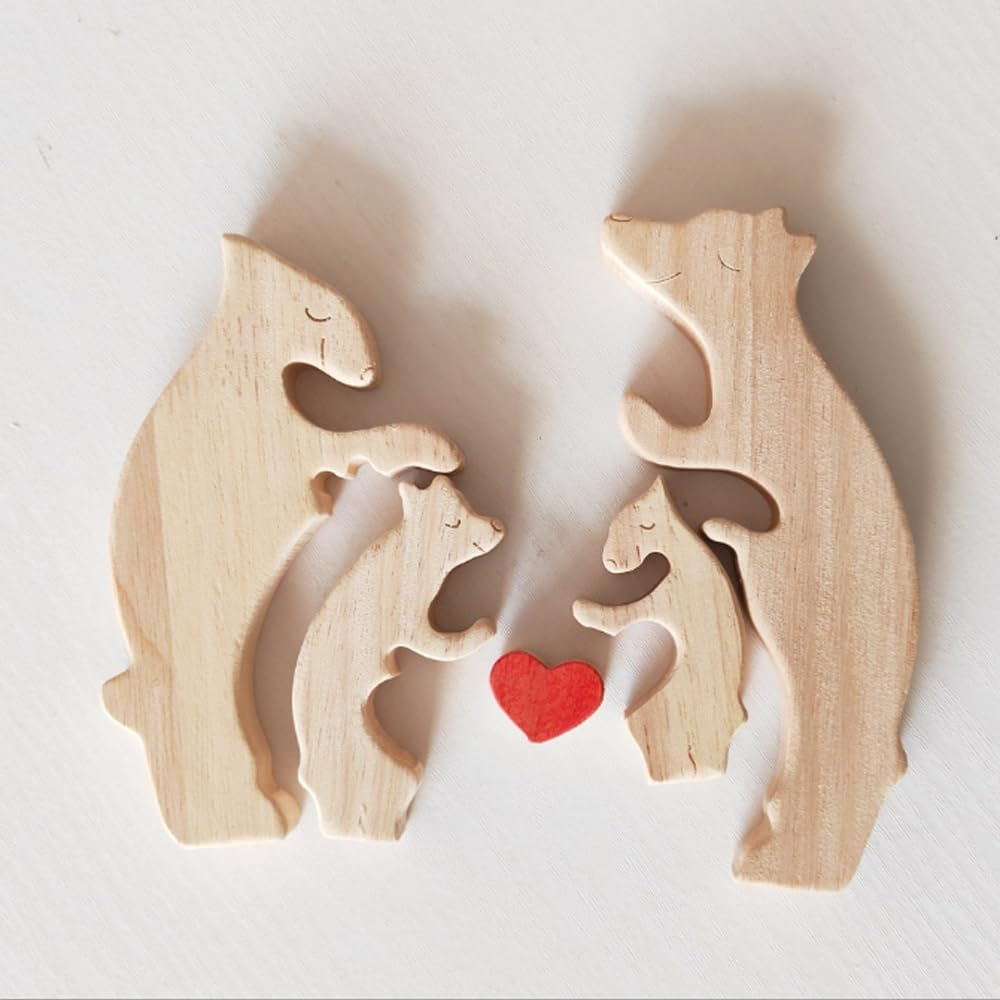 Personalized Wooden Puzzle With,Wood Love Animal Puzzle Decoration,4 Hug Wooden Bear,For Home Decor and Thoughtful Gifts, (Birthday,Christmas, Anniversary Mother Day,Father Day) image number 4