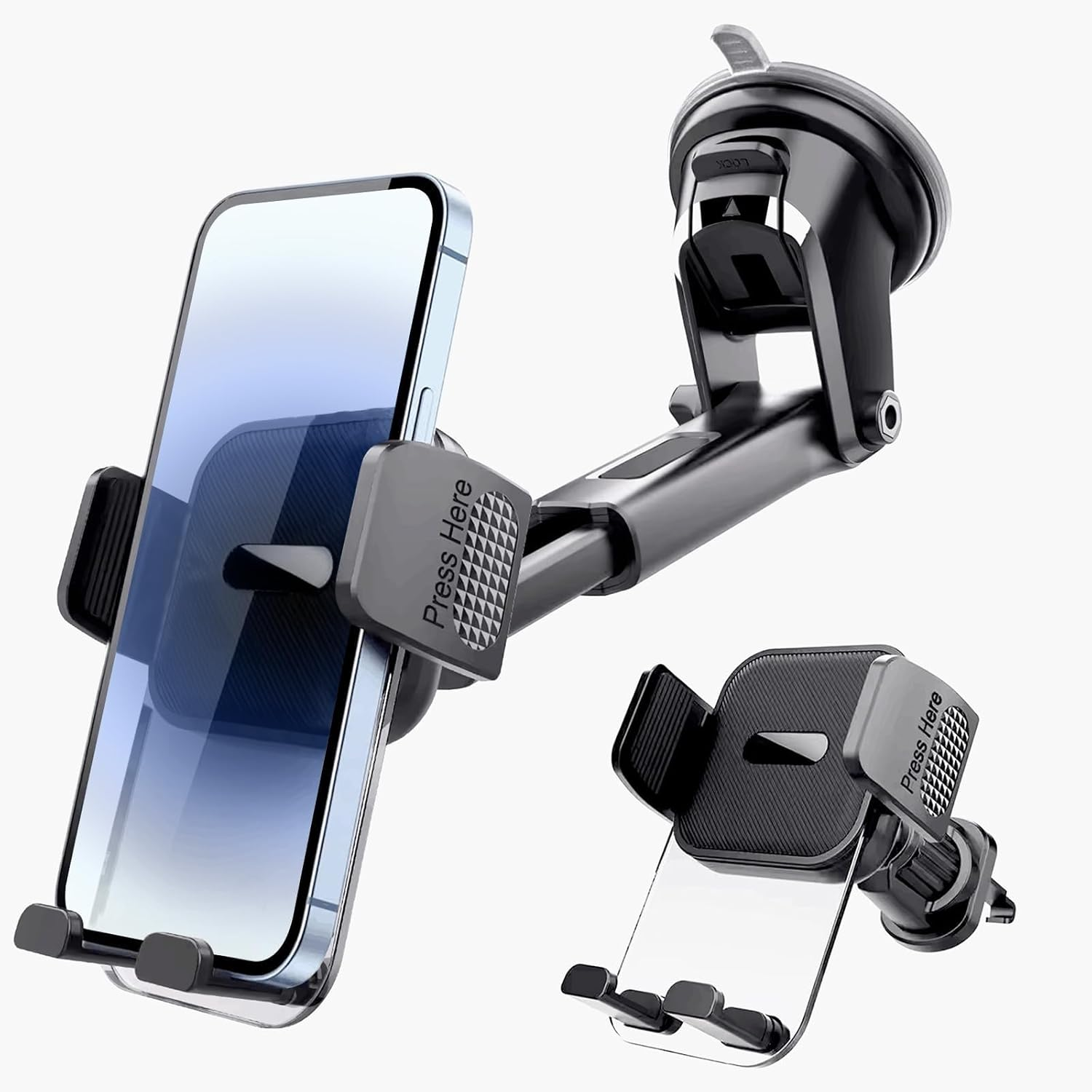 Universal Car Phone Holder - Heavy Duty Dashboard, Windshield & Air Vent Mount with Powerful Suction Cup | Compatible with All Smartphones, Iphone, Samsung | Secure for SUV, Truck, Van image number 3