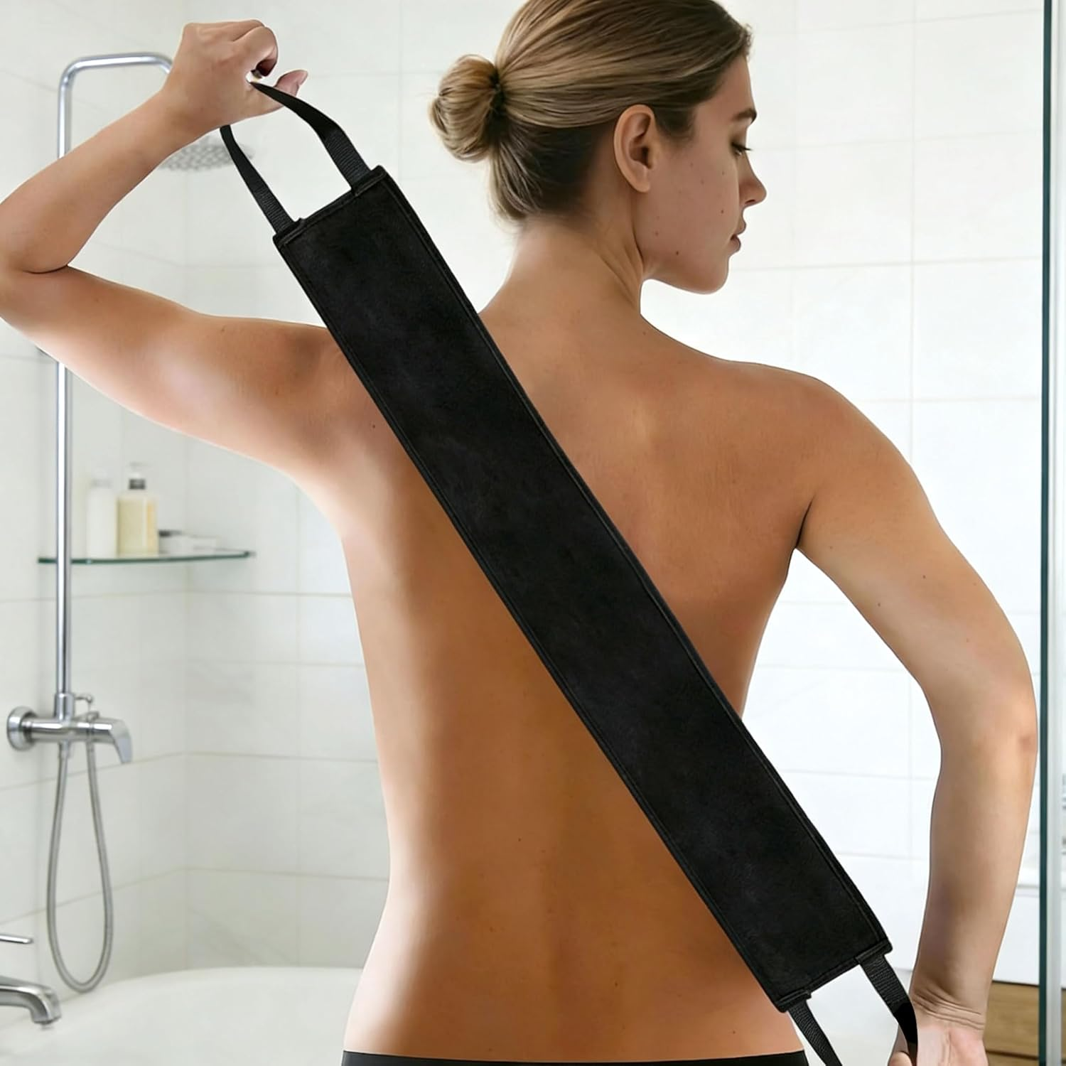 FUNAN Self Tanning Application Kit, 4-Piece Set with Back Applicator, Mini Mitt, Tanning Mitts and Ultra Soft Self Tanner Brush Bamboo Kabuki Brush, Black image number 6