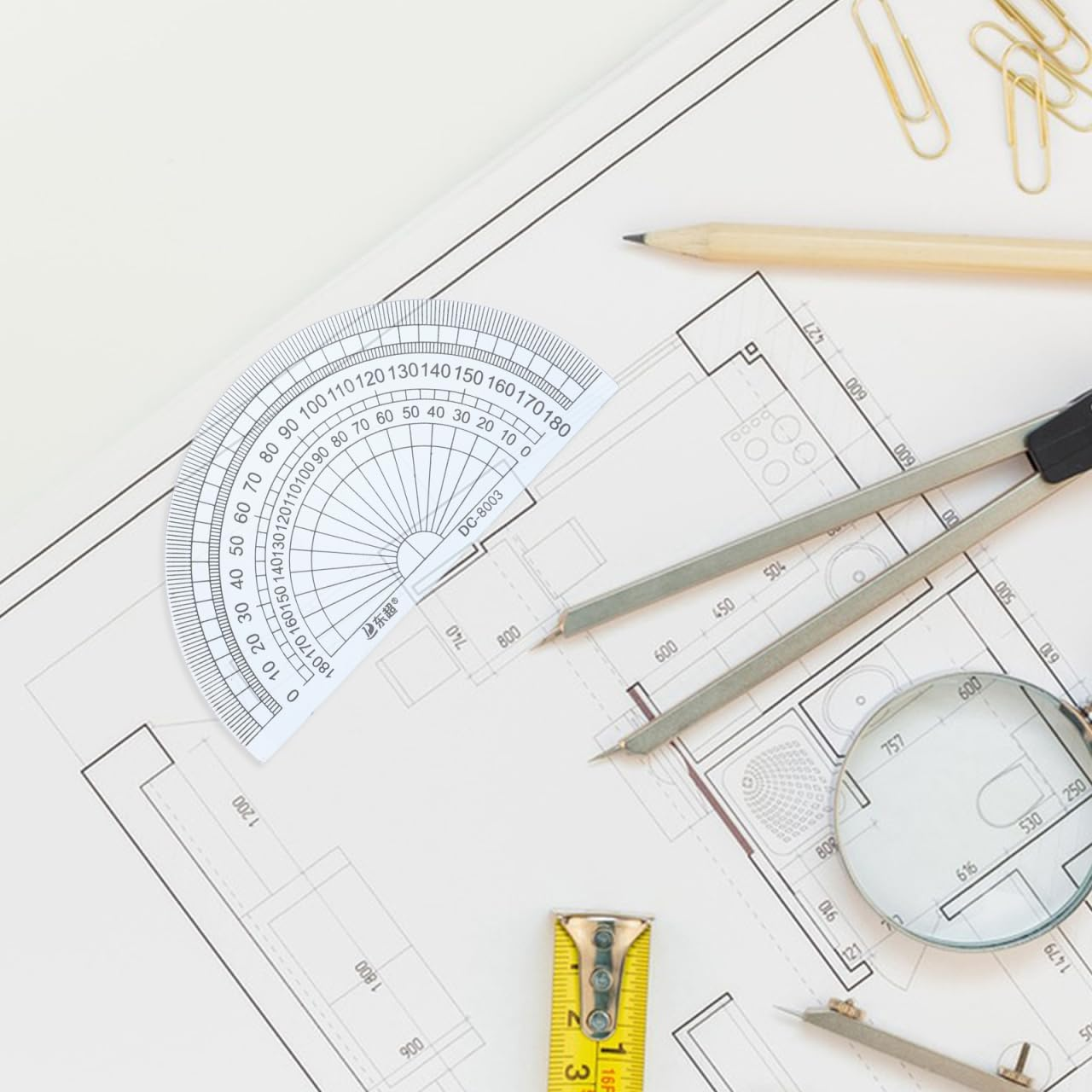 TEHAUX 20Pcs Plastic Protractor, 180 Degrees, 4 Inch, Clear Math Protractors for Angle Measurement, Geometry Protractor School Office Student Tool image number 5