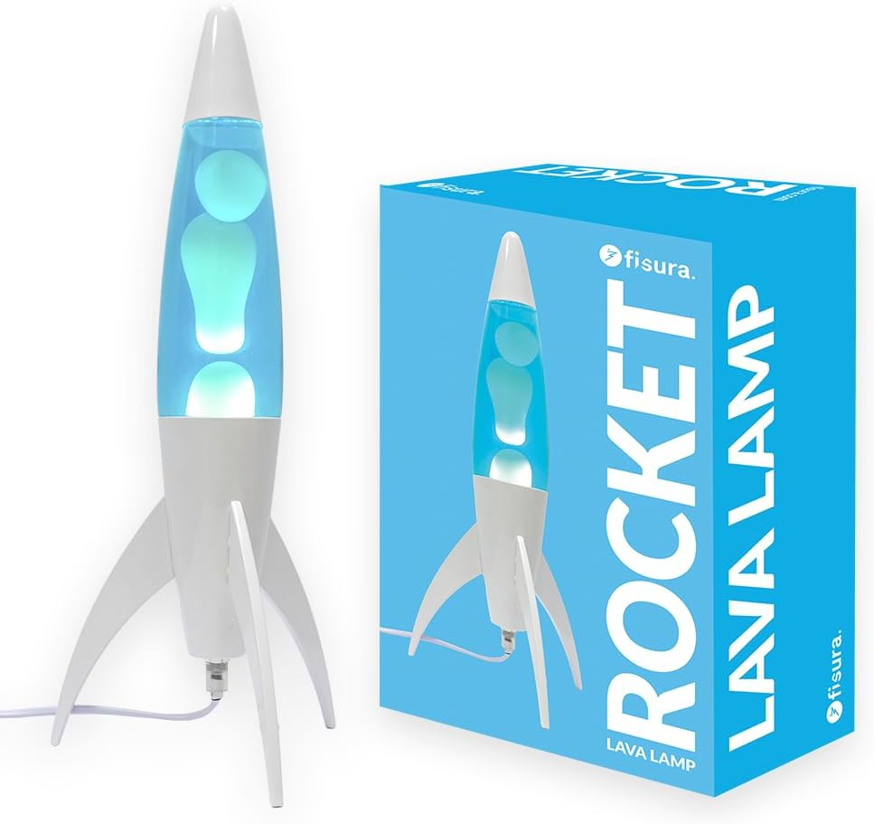 Fisura - Rocket Orange Lava Lamp, Chrome Base, Orange Liquid, 45Cm