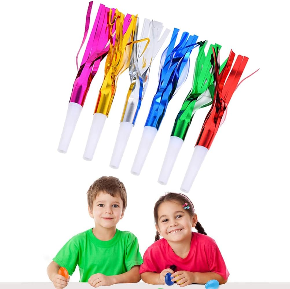 Vaguelly 72 Pcs Glitter Noisemakers, Metal Tassel Music Birthday Blowers, Horn Whistles Party Favors Blow Out, Kids New Year'S Eve Noisemakers image number 6