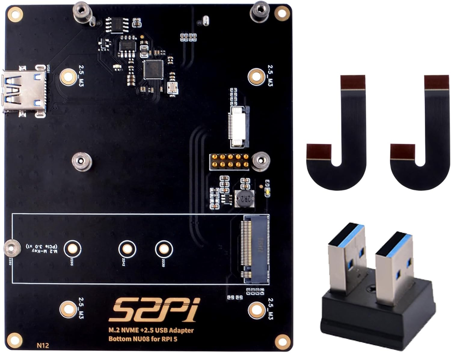 Geeekpi M.2 NVME 2.5 USB Adapter Bottom NU08 for Raspberry Pi 5 with USB 3.0 Connector image number 6