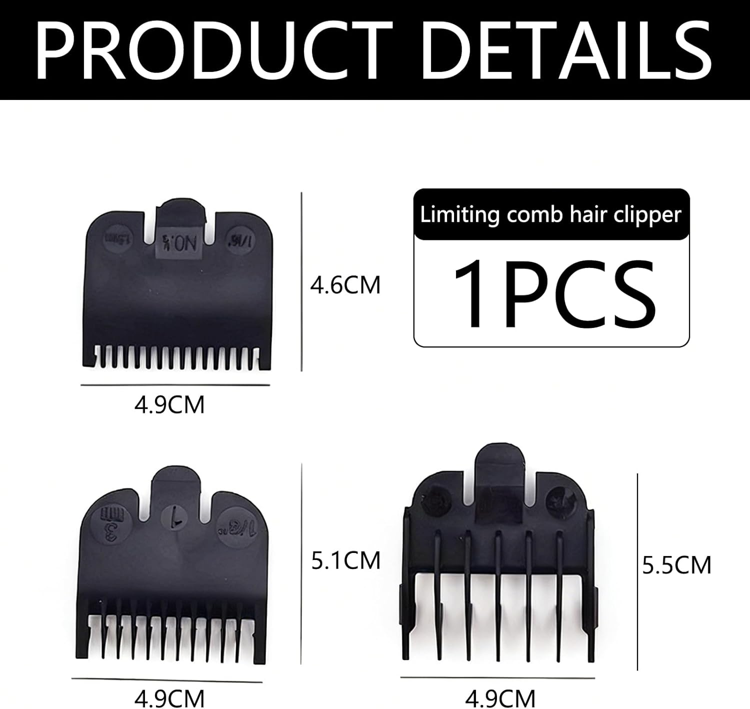BGENHPON 3 Professional Hair Clipper Guards Set 3 Piece Clipper Guides Replacement Compatible with Wahl Clipper Guards in Sizes 1/16 Inch 2/16 Inch 3/16 Inch Black Color
