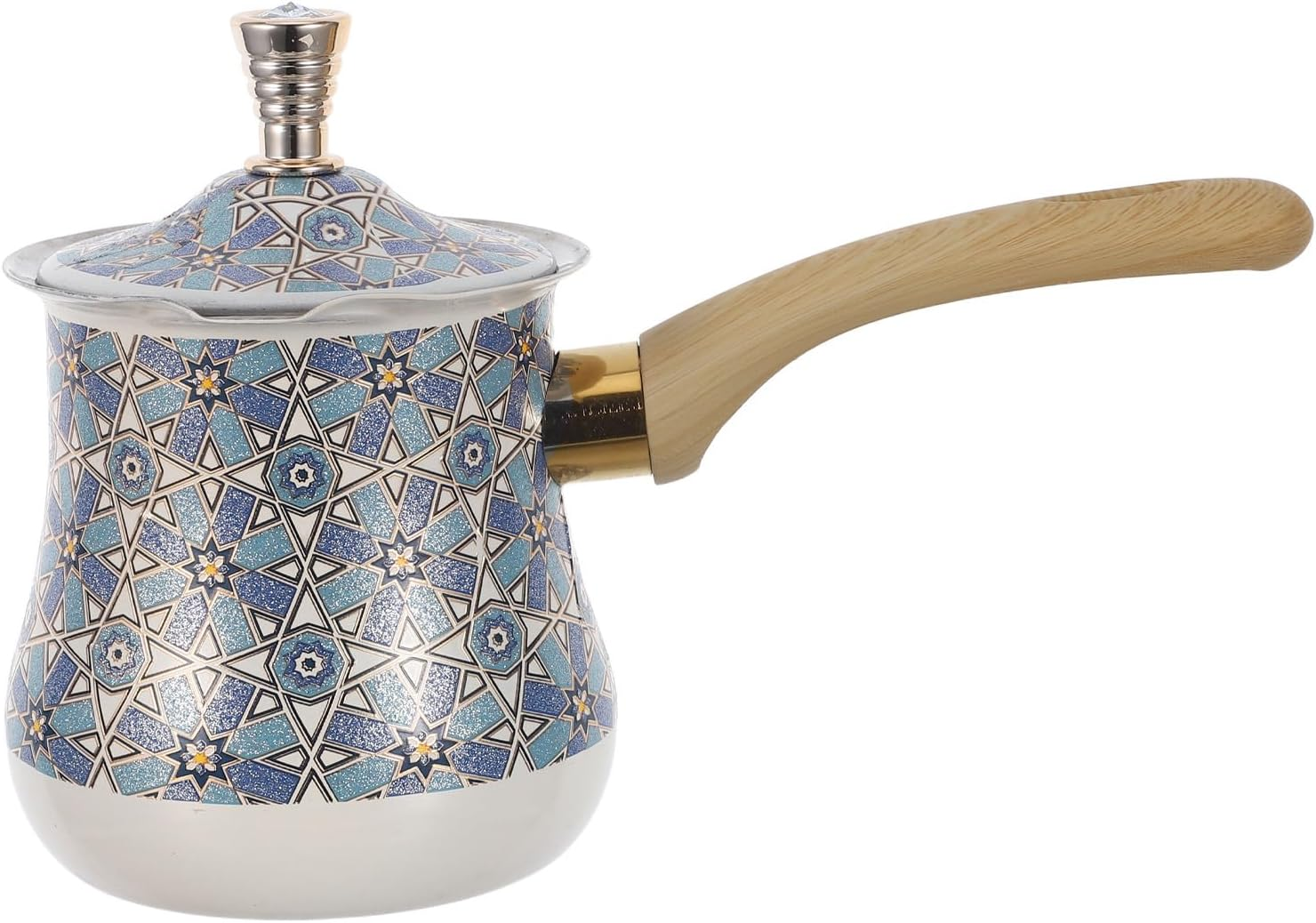 OKUMEYR Stainless Steel Turkish Coffee Pot - 720Ml Espresso Cezve Greek Coffee Maker - Mocha Metal Melting Pot with Wooden Handle for Stovetop Chocolate Butter Tea image number 2