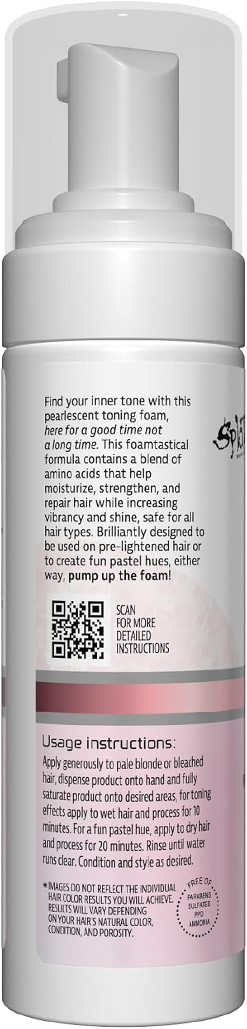 Splat Brilliant Toning Foam, Rose Gold, 5 Oz., Hair Toner Lasts up to 10 Washes, Weightless Conditioning Foam Increases Vibrancy and Shine, Vegan & Cruelty-Free - Platinum image number 4
