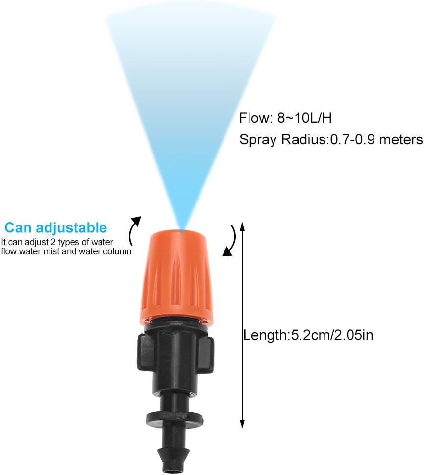 Misting Nozzles, 50Pcs/Set Adjustable Garden Drip Irrigation Misting Nozzles, Micro Flow Sprinkler Head Atomizer for Drip Irrigation System image number 6