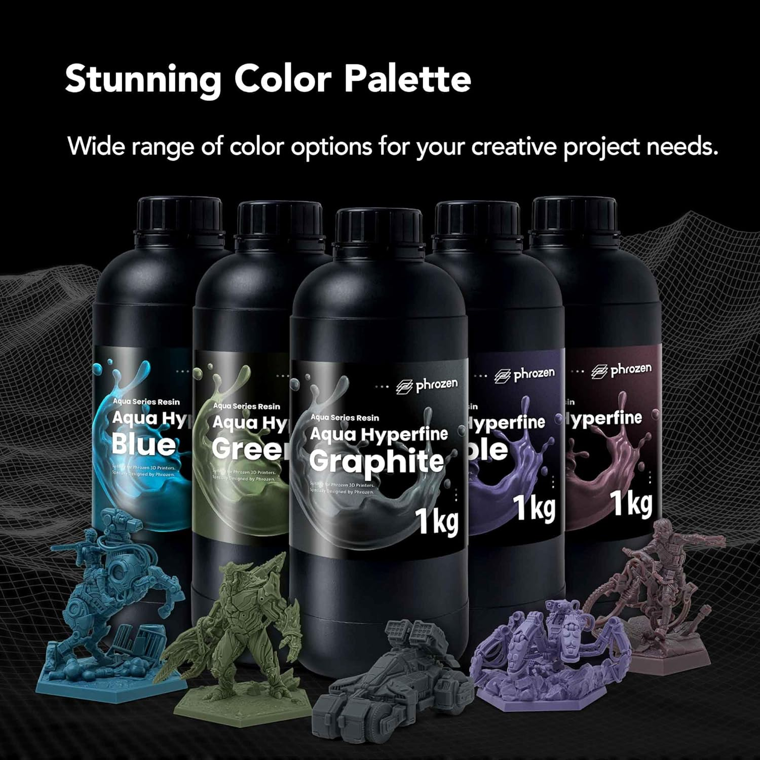 Phrozen Aqua-Hyperfine 3D Printer Resin | High Resolution for 9K/12/14K LCD Printers | Standard 405Nm Uv-Curing | High Detailed, Low Shrinkage | Green (1Kg) - Blue image number 5