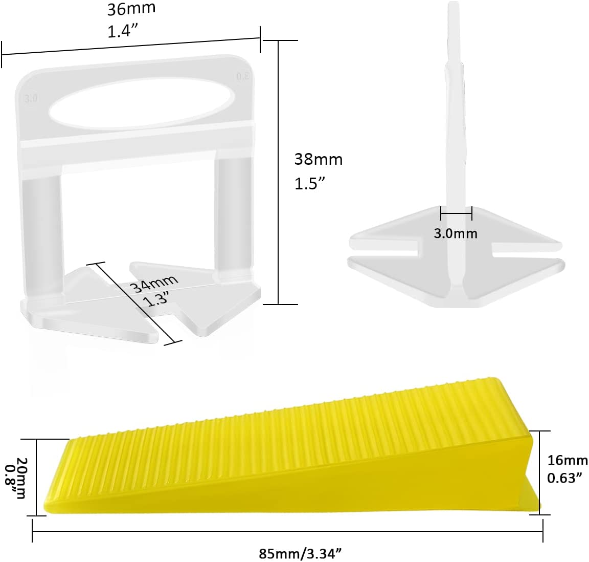 Tile Leveling System with Tile Plier - 300-Piece Tile Spacers Clips and 100-Piece Reusable Wedges - Tile Tools Set for Stone Installation (1/8 Inch Tile Spacers)