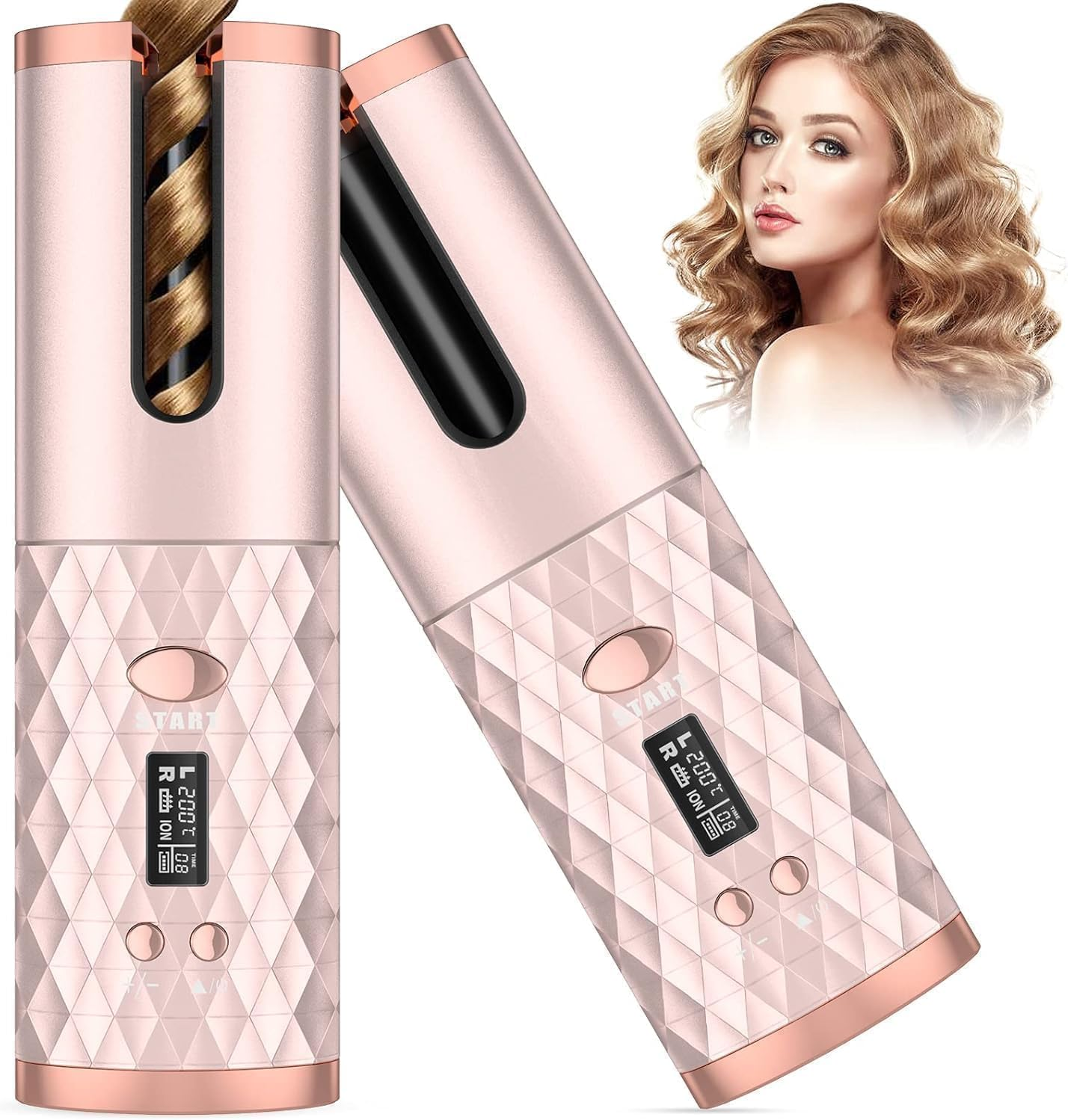 Automatic Hair Curler, Cordless Hair Curler LCD Display and Timer, Portable Wireless Curling Iron, USB Rechargeable Curling Wand, Fast Heating and Auto Shut Off image number 5
