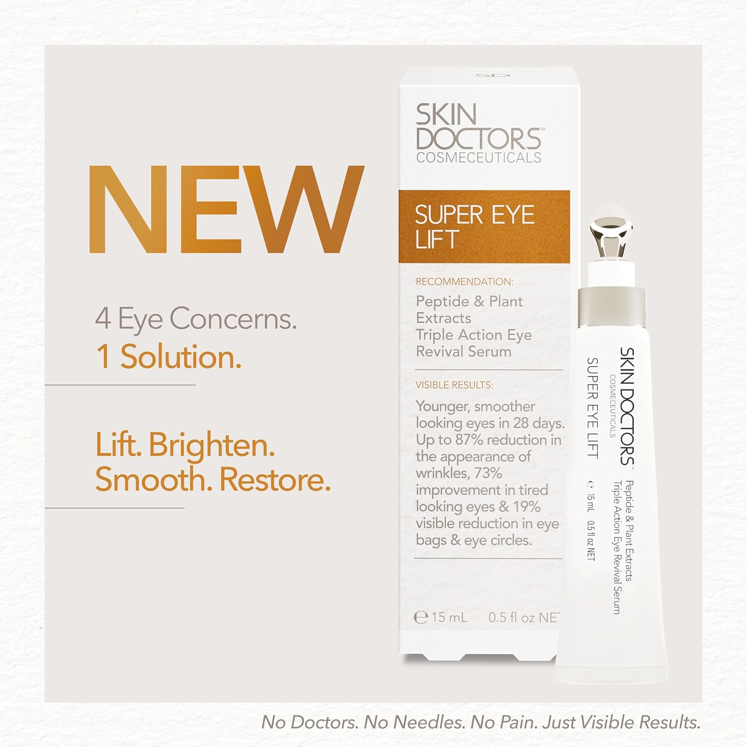 Skin Doctors&trade; Cosmeceuticals Super Eyelift Serum, Lifts & Brightens Tired Eyes in 28 Days, 87% Reduction in Eye Wrinkles, Reduction in Eye Bags & Dark Circles, 15 Ml image number 1