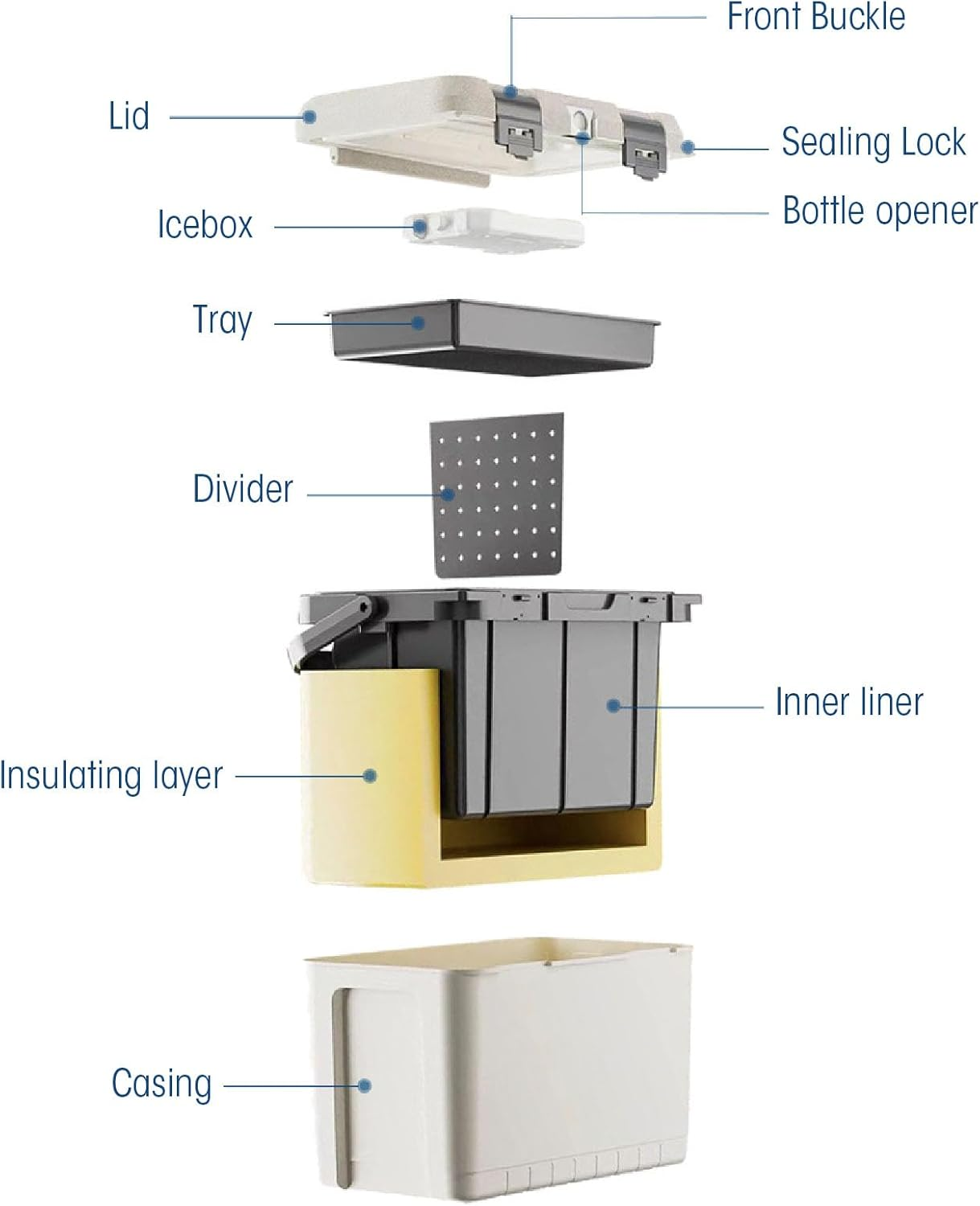 Insulated Portable Cooler, 6L Hard Cooler Car Cooler with Handle, Lightweight Ice Chest Box for Beach Outdoor Camping BBQ Picnic, Hard Camping Cooler Outdoor Cooler, Large Capacity