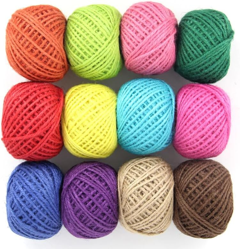 12 Rolls Colorful Jute Twine, Betterjonny 2 Strands 1.5Mm Natural Jute String Twine 30M / Roll Rope Twine String for Wall Hanging, Plant Hanging, Artworks, DIY Decoration image number 4