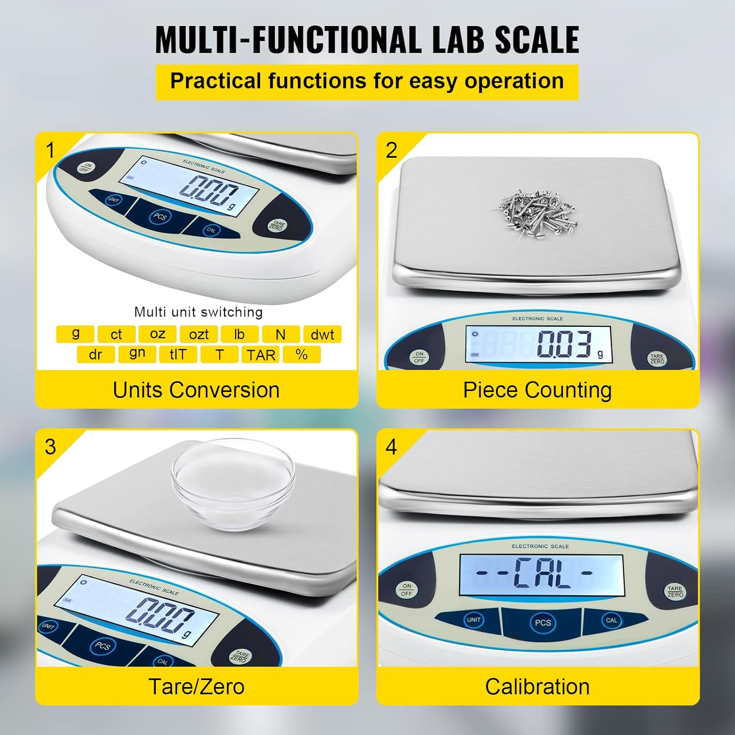 VEVOR Lab Analytical Balance Digital Precision Scale 5000Gx0.01G High Precision image number 3