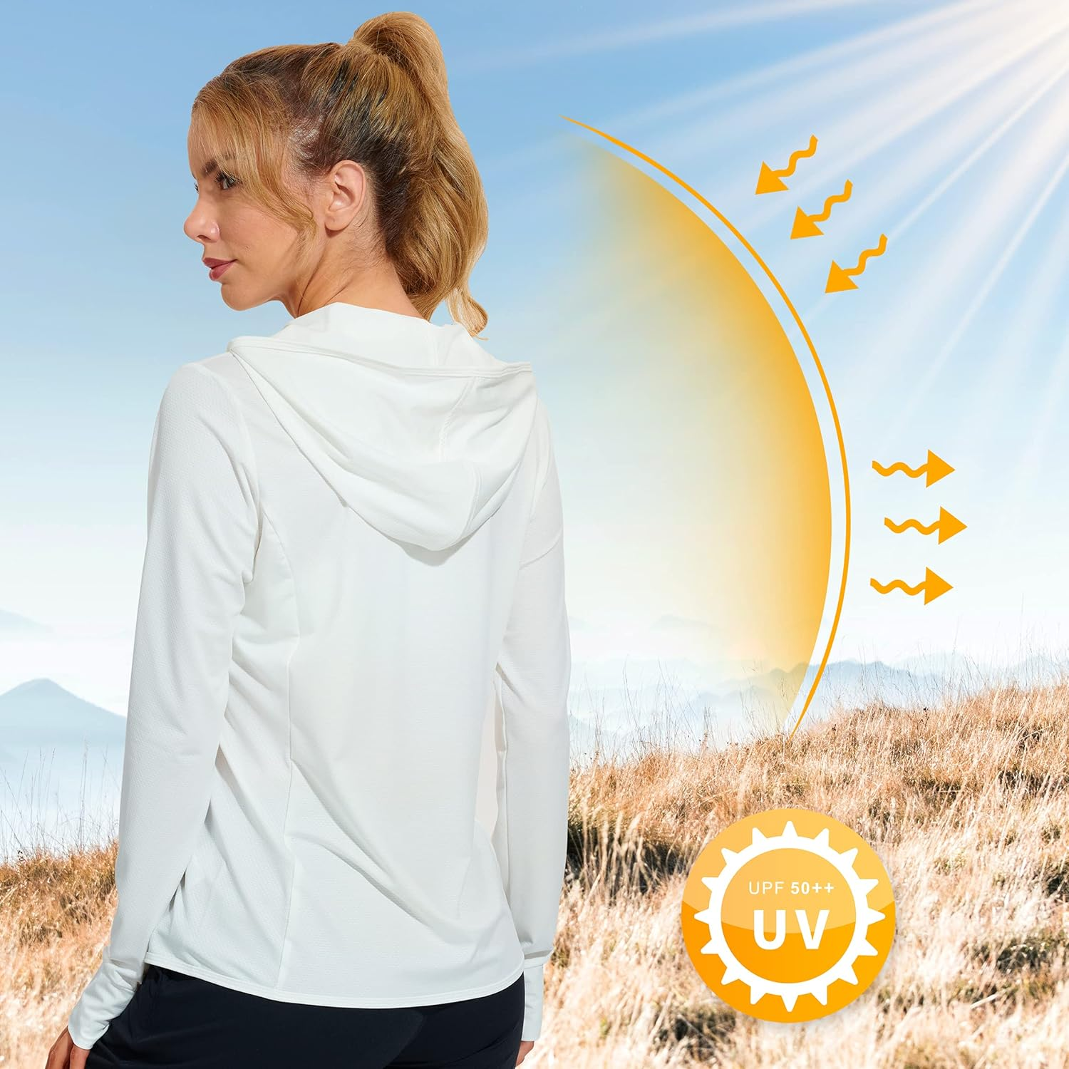 Libin Women'S Full Zip UPF 50+ Sun Protection Hoodie Jacket Long Sleeve Sun Shirt Hiking Outdoor Performance with Pockets