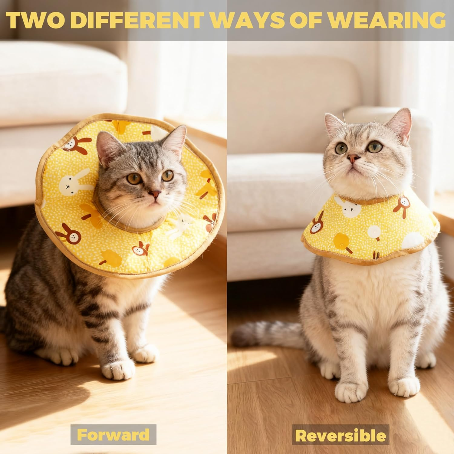 Cat Cone Collar Soft, Adjustable Pet Recovery Neck Donut to Stop Licking Protective Cat Neck Cone after Surgery Comfortable Lightweight Pet Elizabethan Collar for Dog Animal Kittens Puppies Rabbits image number 1
