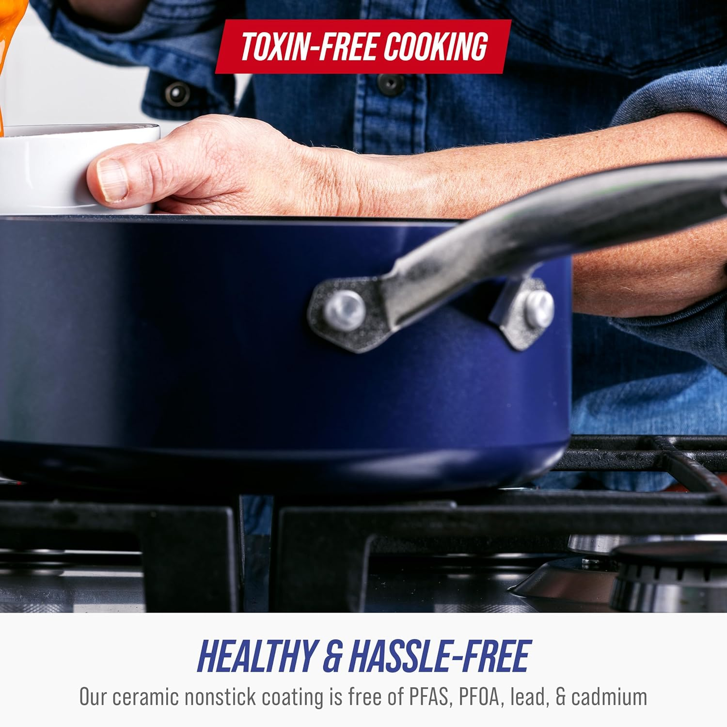 Blue Diamond Cookware Diamond-Infused Nonstick, Saucepan with Lid, 2 QT image number 3