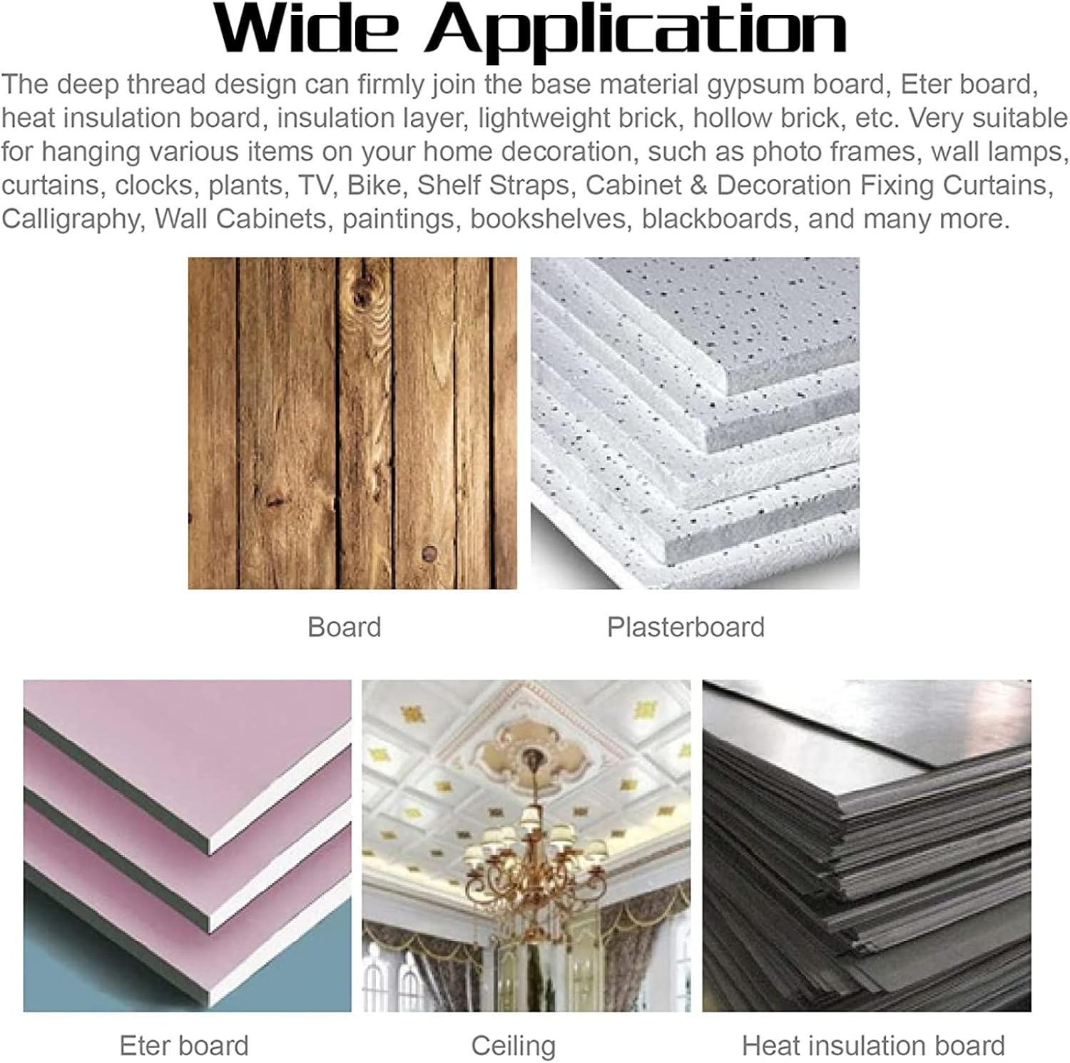 Snokay Metal Self-Drilling Anchor Kit for Plasterboard Fixings | 100Pcs 12X30Mm Hammer Drive Anchors | Plated Plasterboard Fixings | Perfect for TV, Bike, Shelf, Cabinets, Curtains, Calligraphy image number 6