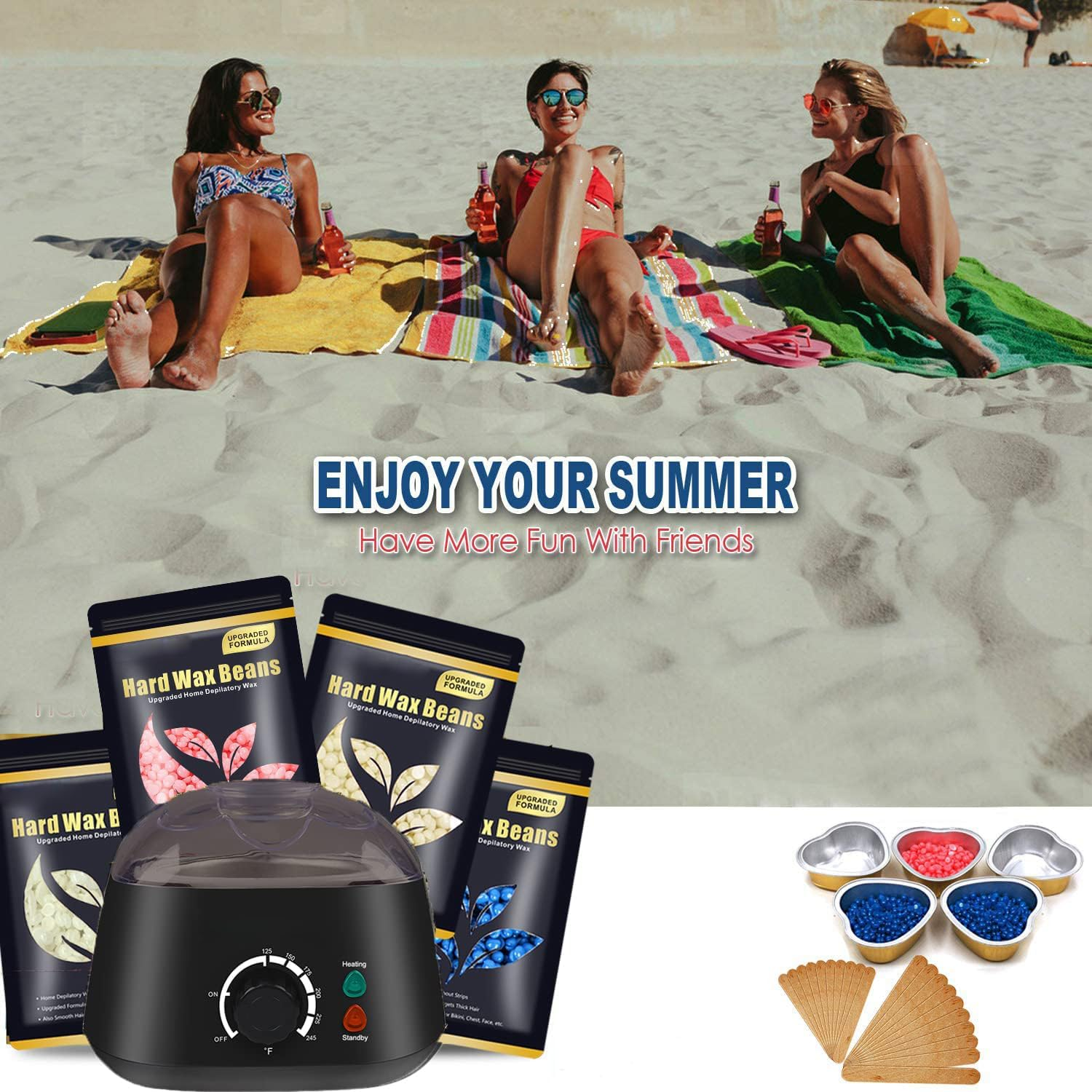 Waxing Kit for Woman Non-Sticky, Teflon-Coated - Wax Warmer for Hair Removal Incl. 300G Wax Beads, 20 Spatulas - Wax Machine or Wax Pot Perfect Brazilian Wax Kit for Women image number 5