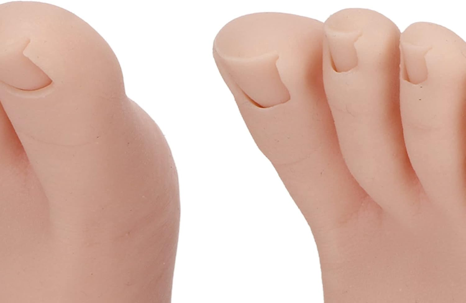 Practice Fake Foot Model, Nail Practice Training Foot Half Foot Model with Toes, 1 Pair Flexible Soft Silicone Prosthetic Manicure Tool for Acrylic Nails Tips Art Training Display (Medium Skin Color)