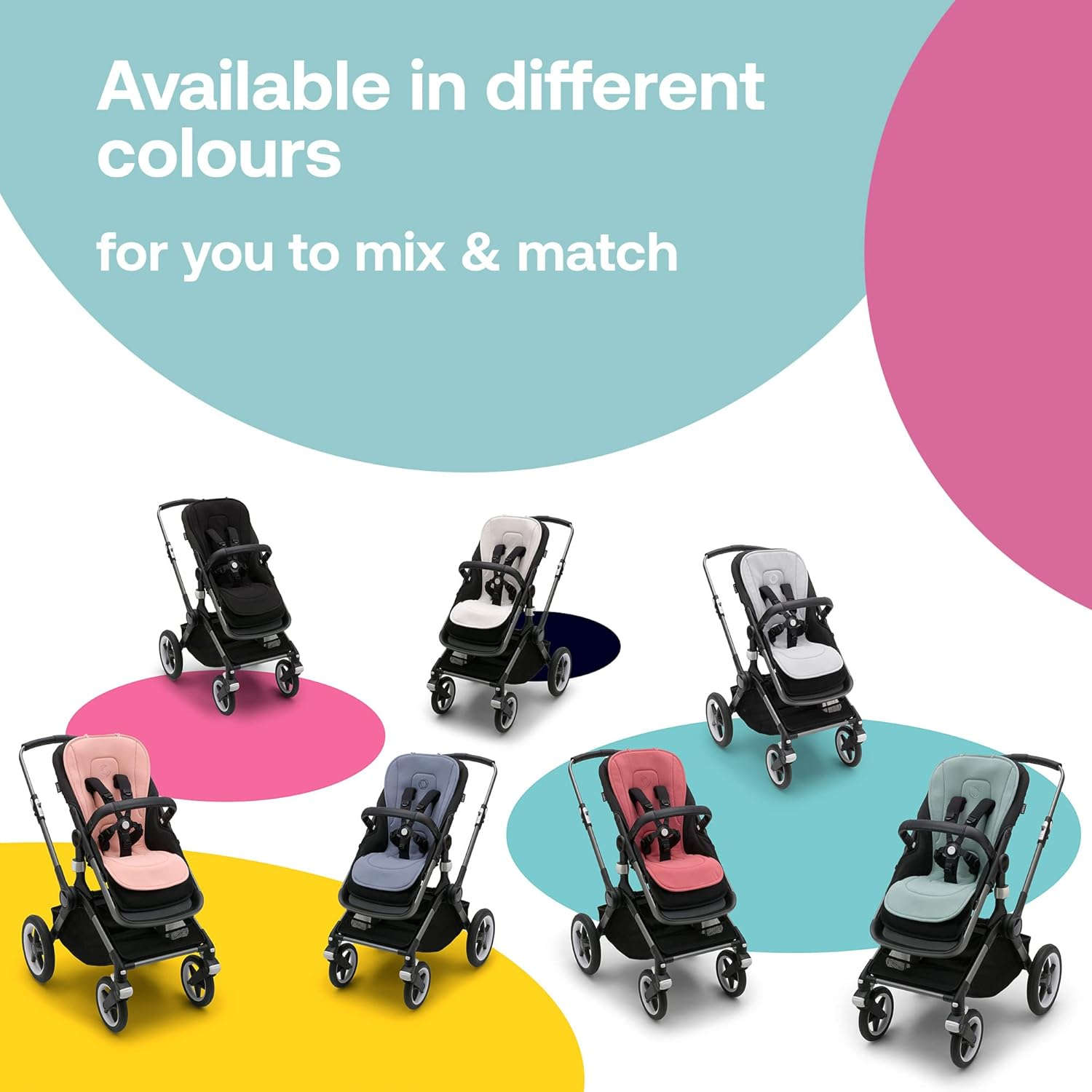 Bugaboo Dual Comfort Seat Liner for Pushchairs, All-Season Comfort, Improved Fit, Compatible with All Bugaboo Strollers, Reversible, Super Soft 3D Mesh, Pine Green image number 1