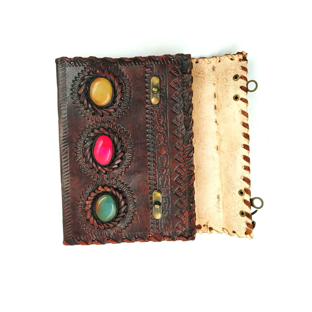 OVERDOSE 3 Stone Brown Leather Journal Diary | Handmade Antique Stone Diary Sketchbook Drawing Notebook - Size 5 X 7 Inches | 12 X 17 Cm | A6 image number 5