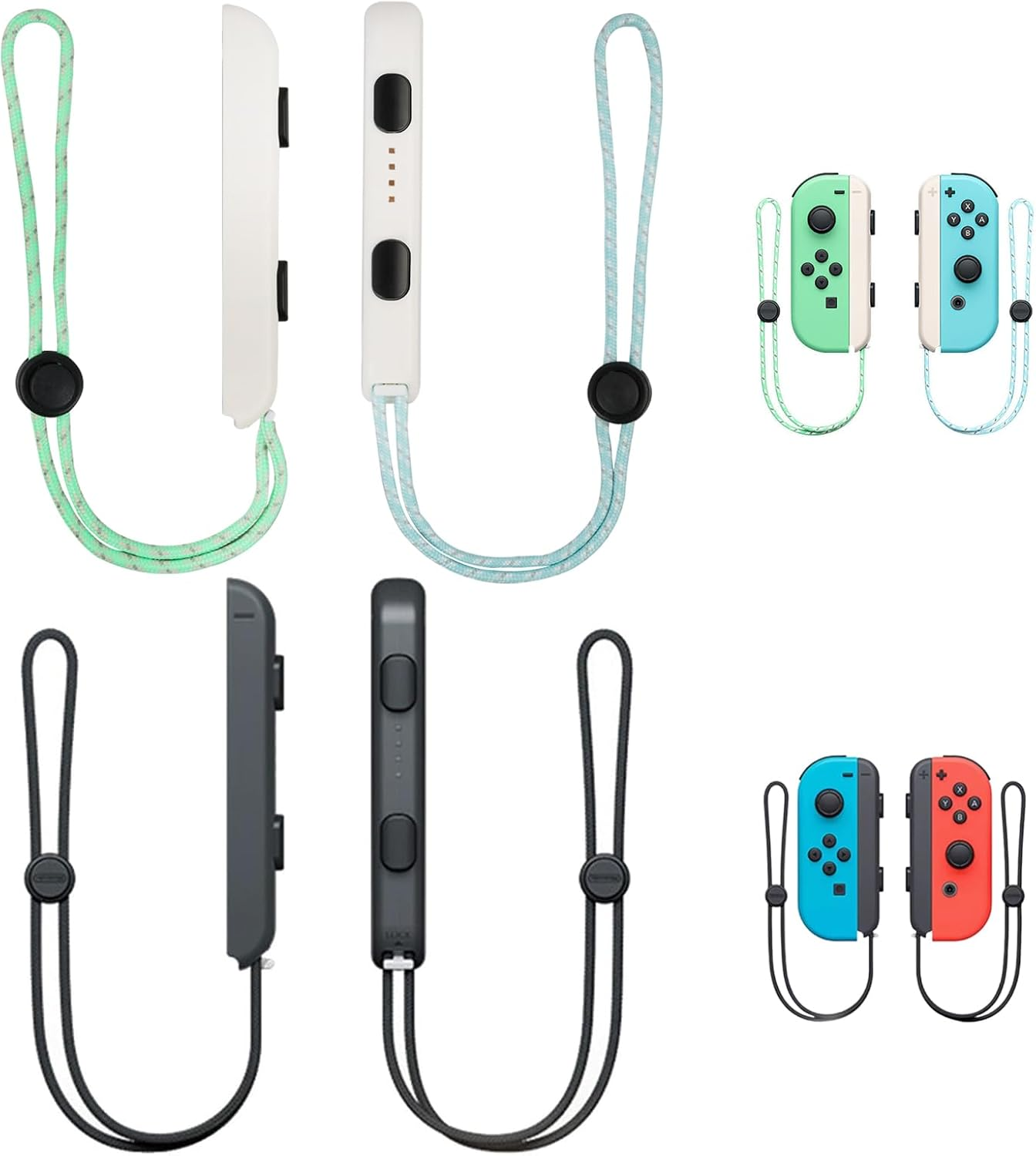 Essencenest 2 Pack Wrist Strap Controller Compatible with Nintendo Switch Joycon, Adjustable Controller Straps with Secure Lock, Replacement Lanyards for Switch Joycon (Black & Colorful)