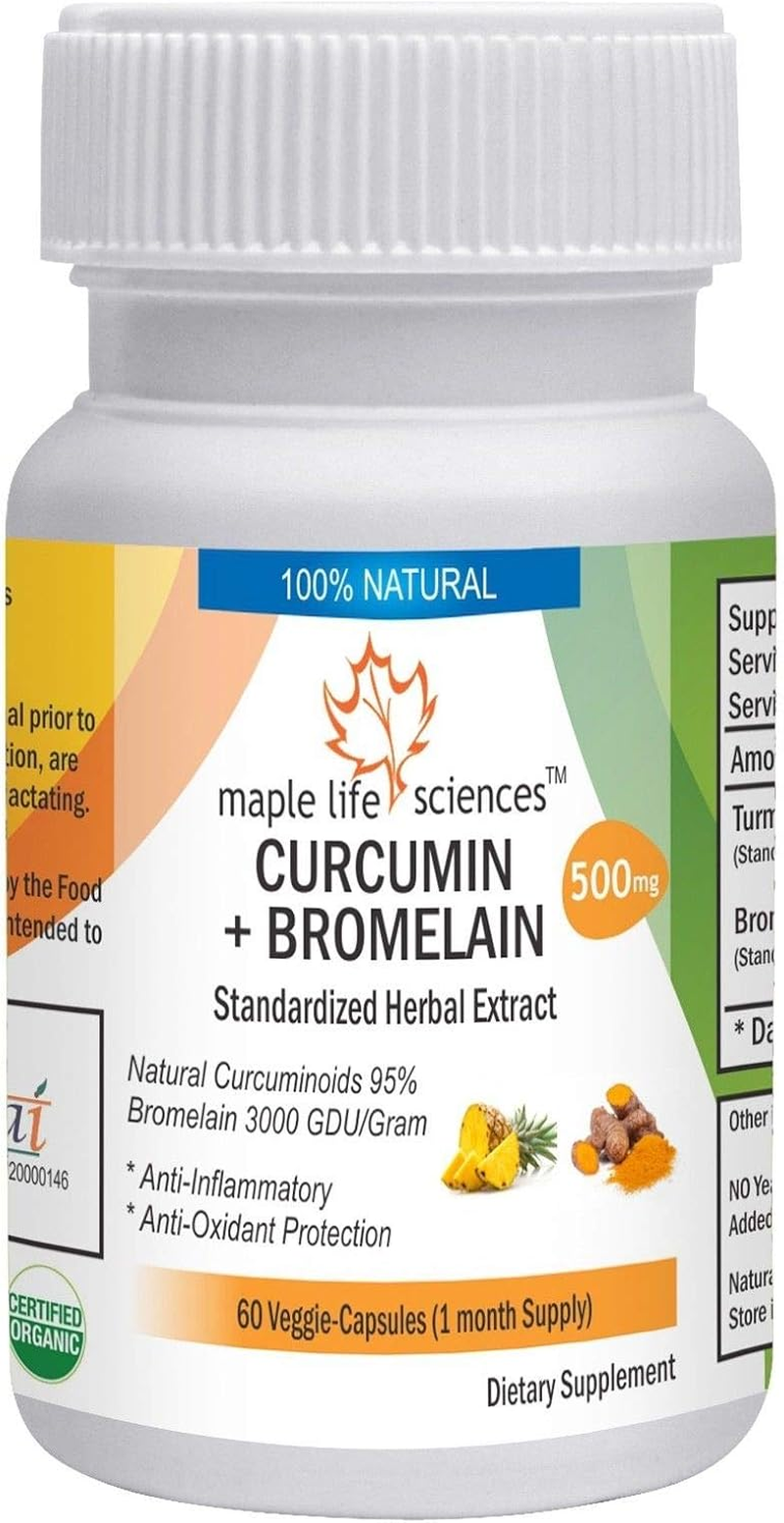 Curcumin 95% with Bromelain 3000 GDU - 500Mg - 60 Vegan Capsules - Builds Immunity