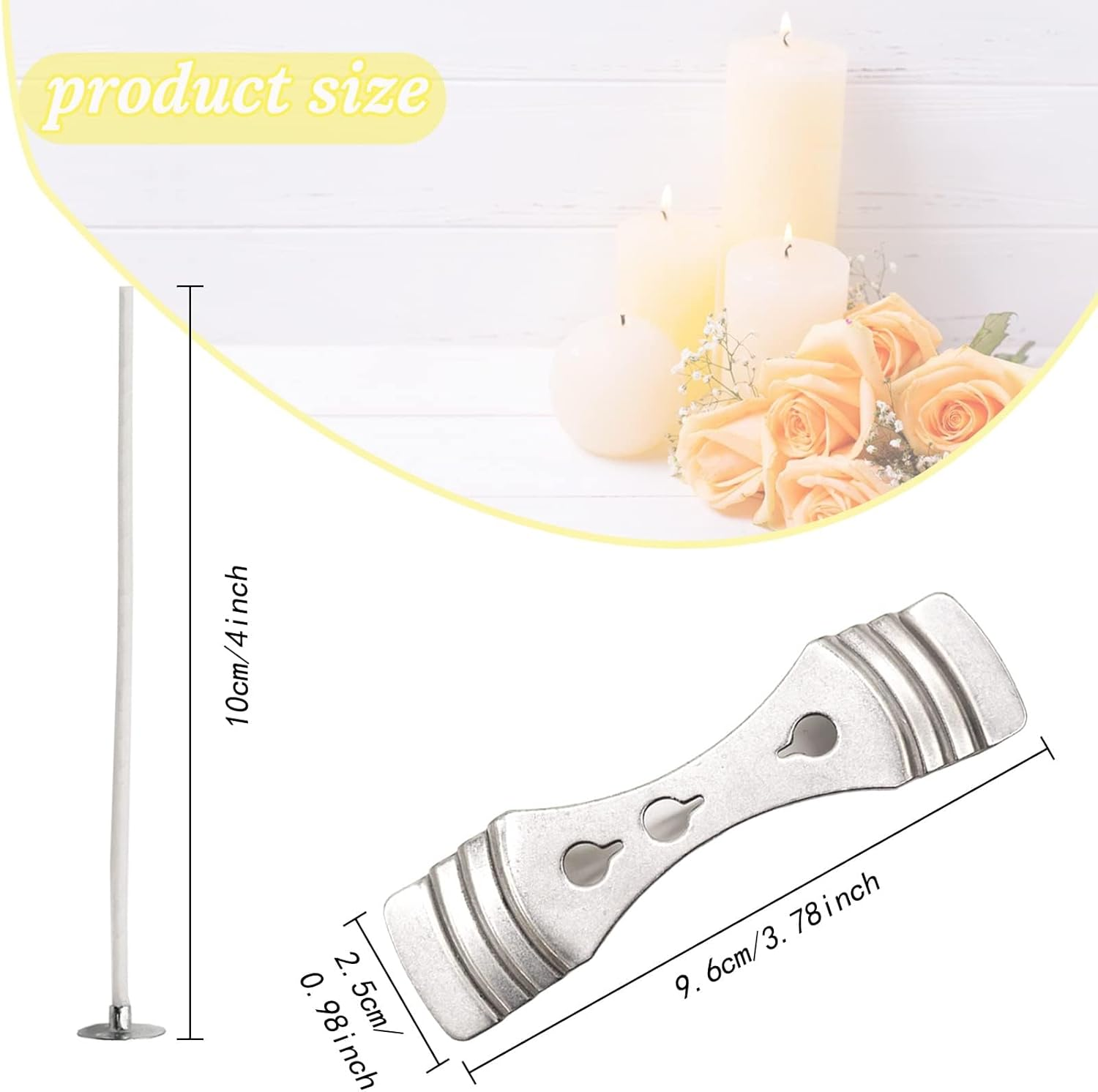 Candle Making Kit - 20Pcs Candle Wicks 10Cm Pre Waxed Candle Wicks with Stainless Candle Wicks Holder for Candle Making DIY Crafts image number 1