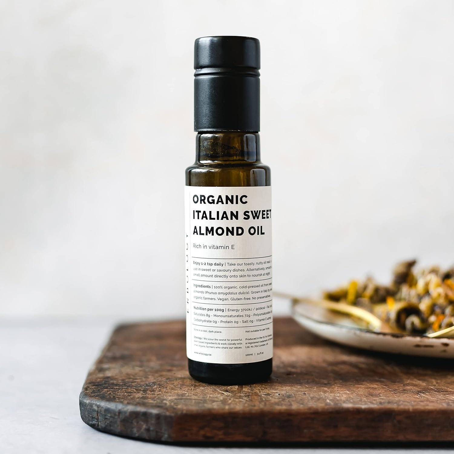 Erbology Organic Sweet Almond Oil 100Ml - Cold-Pressed - Rich in Skin-Nourishing Vitamin E - Straight from Farm in Italy - Non-Gmo - No Additives or Preservatives - Recyclable Glass Bottle image number 2