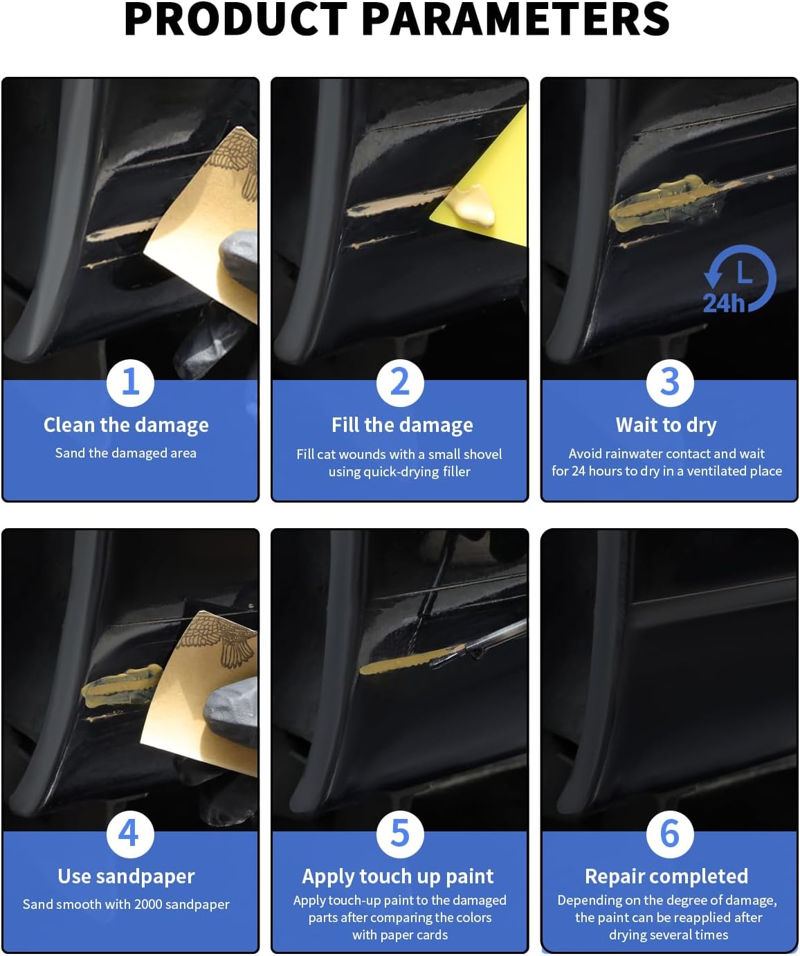 Quicksilver(Pn00) Touch up Paint for Tesla Curb Rash Repair Kit - DIY Kit with Color-Matched Touch up Paint for Model 3/Y/S/X - Paint Kit- Stealth Grey image number 5