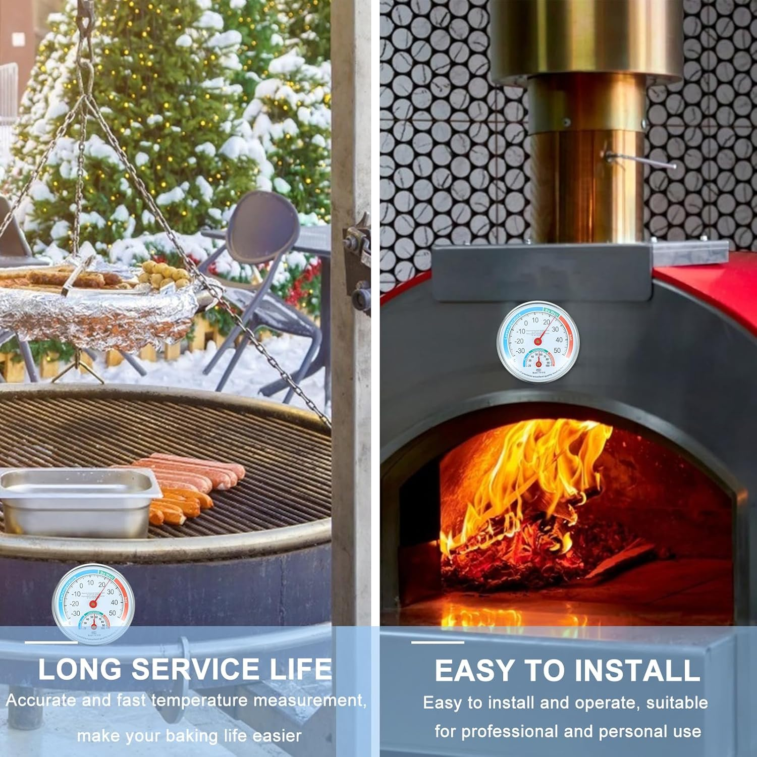 Round Indoor Outdoor Hygrometer/Thermometer, Humidity Gauge Indicator Temperature Humidity Monitor, Analog Hygrometer Humidor Aluminum Dial for Home, Office, Garden, Greenhouse or Conservatory